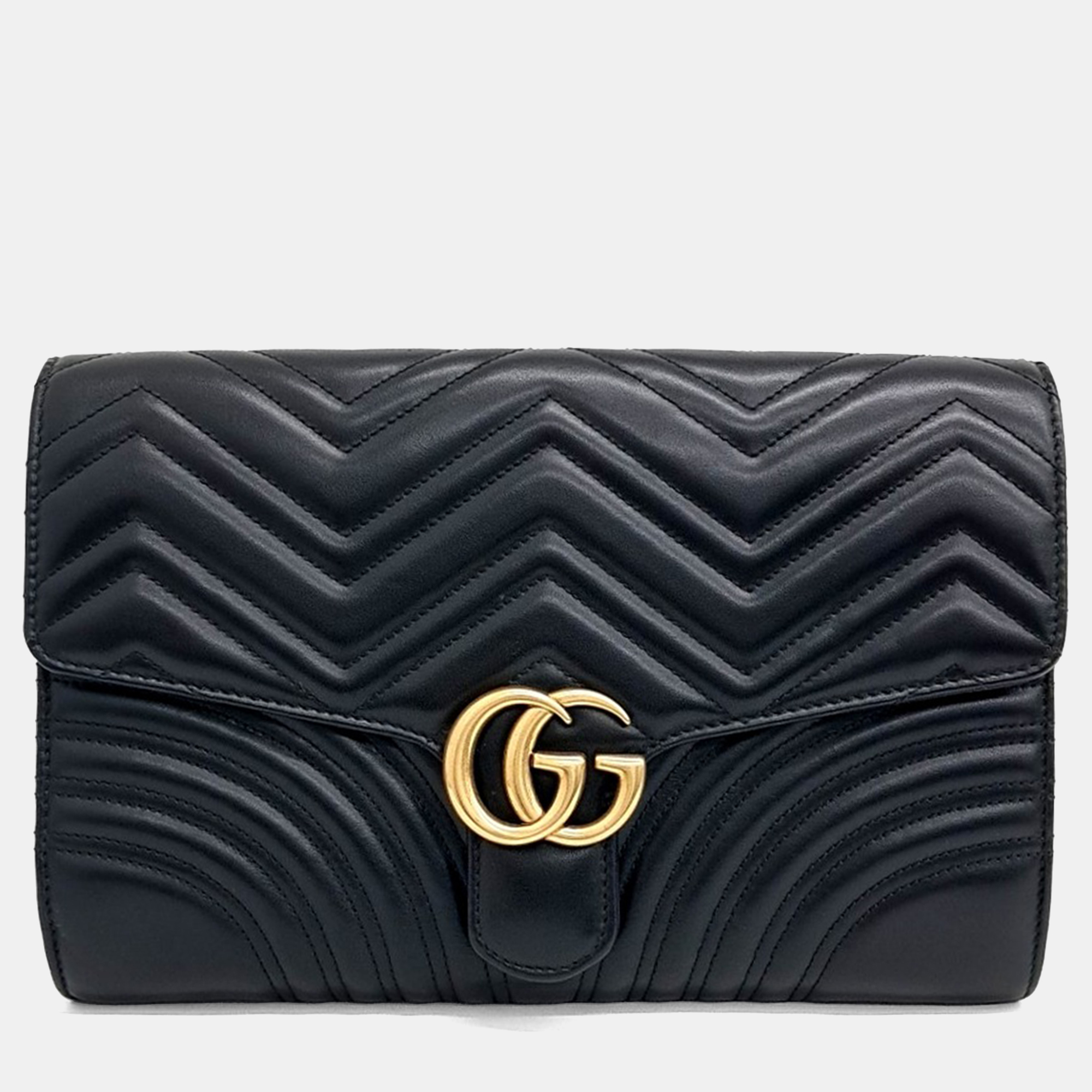 

Gucci Black Leather Marmont Matelasse Clutch