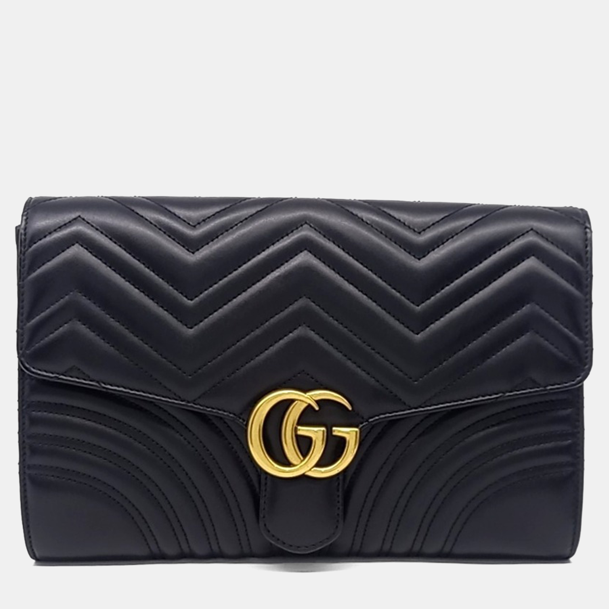 

Gucci Black Leather Marmont Matelasse Clutch