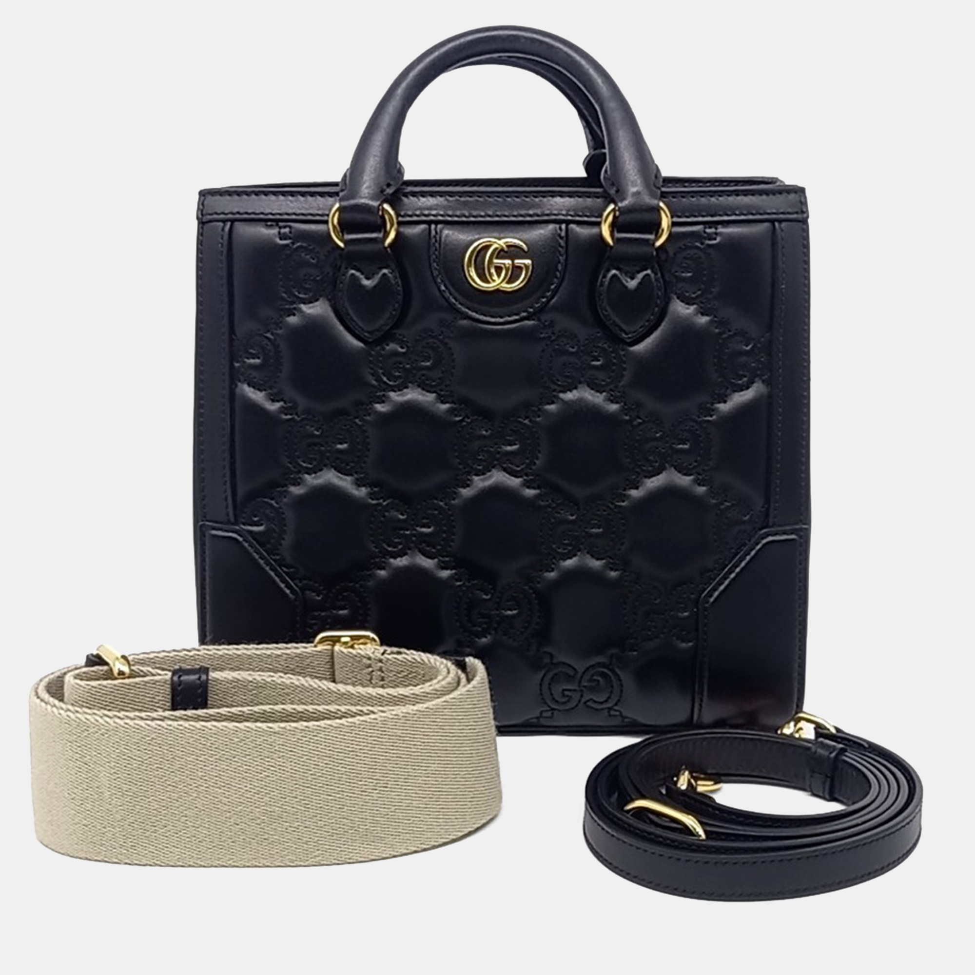 

Gucci Black Leather Matrasse Mini Top Handle Bag