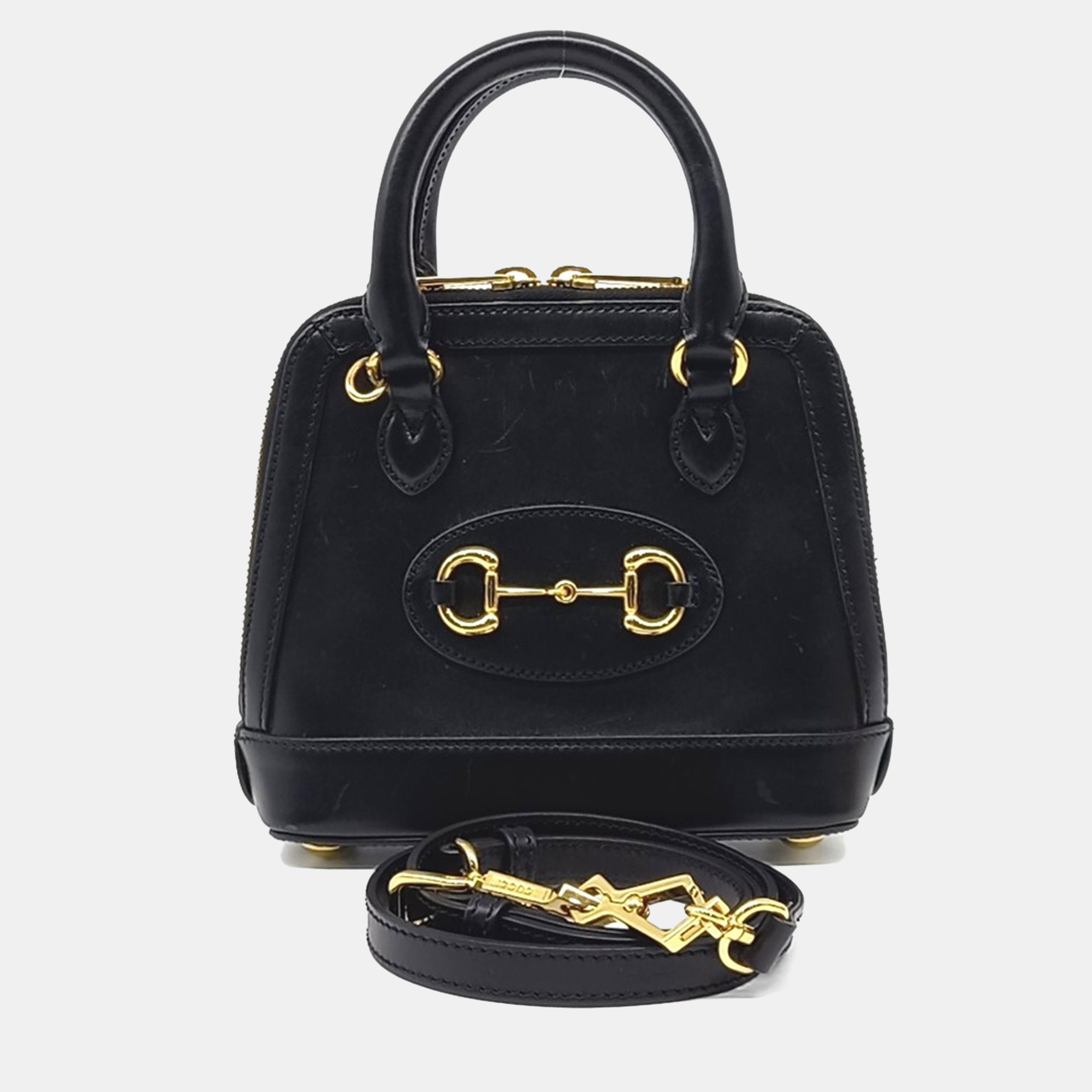 Pre-owned Gucci Horsebit 1955 Mini Top Handle Bag In Black