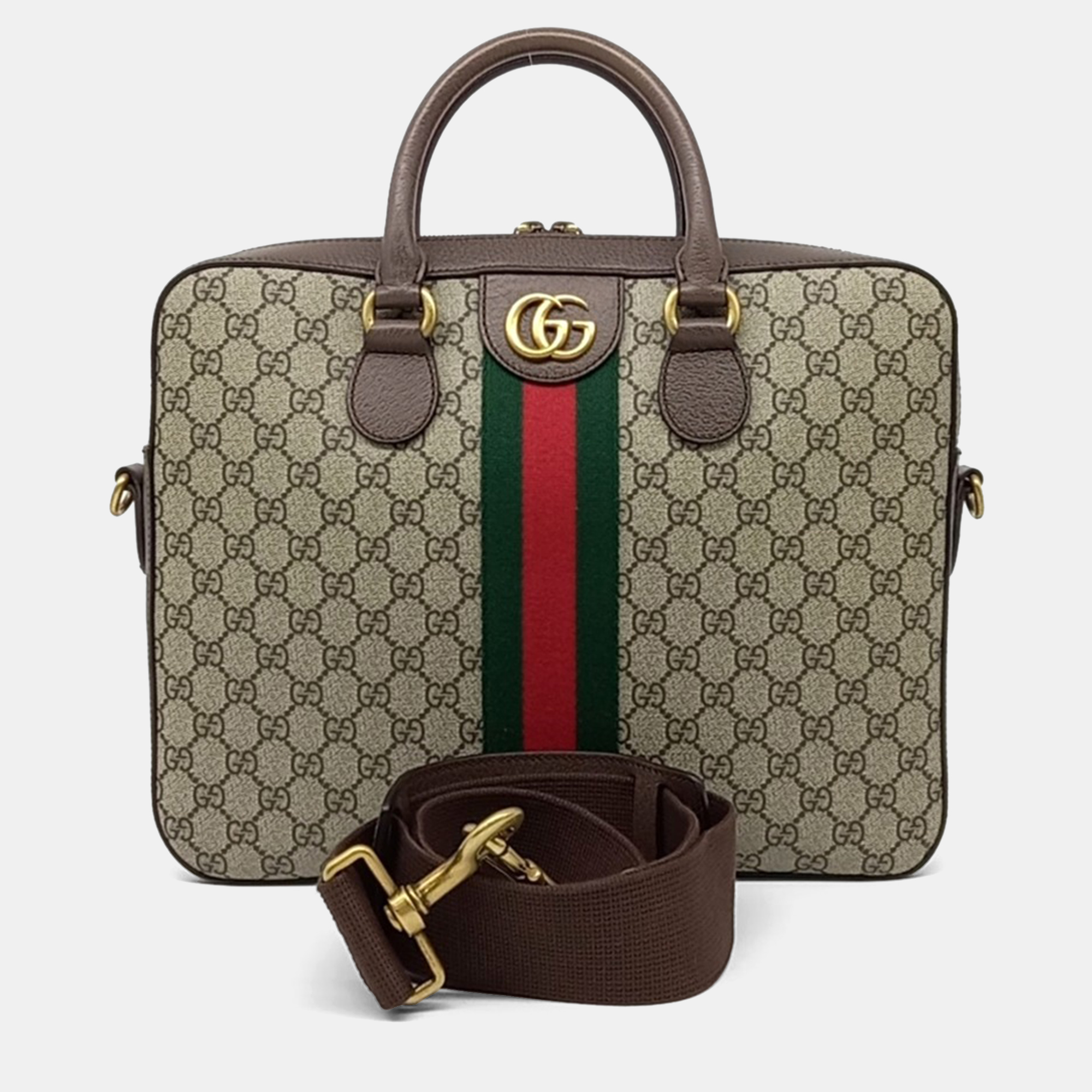 

Gucci Beige Brown Canvas and Leather Ophidia Briefcase