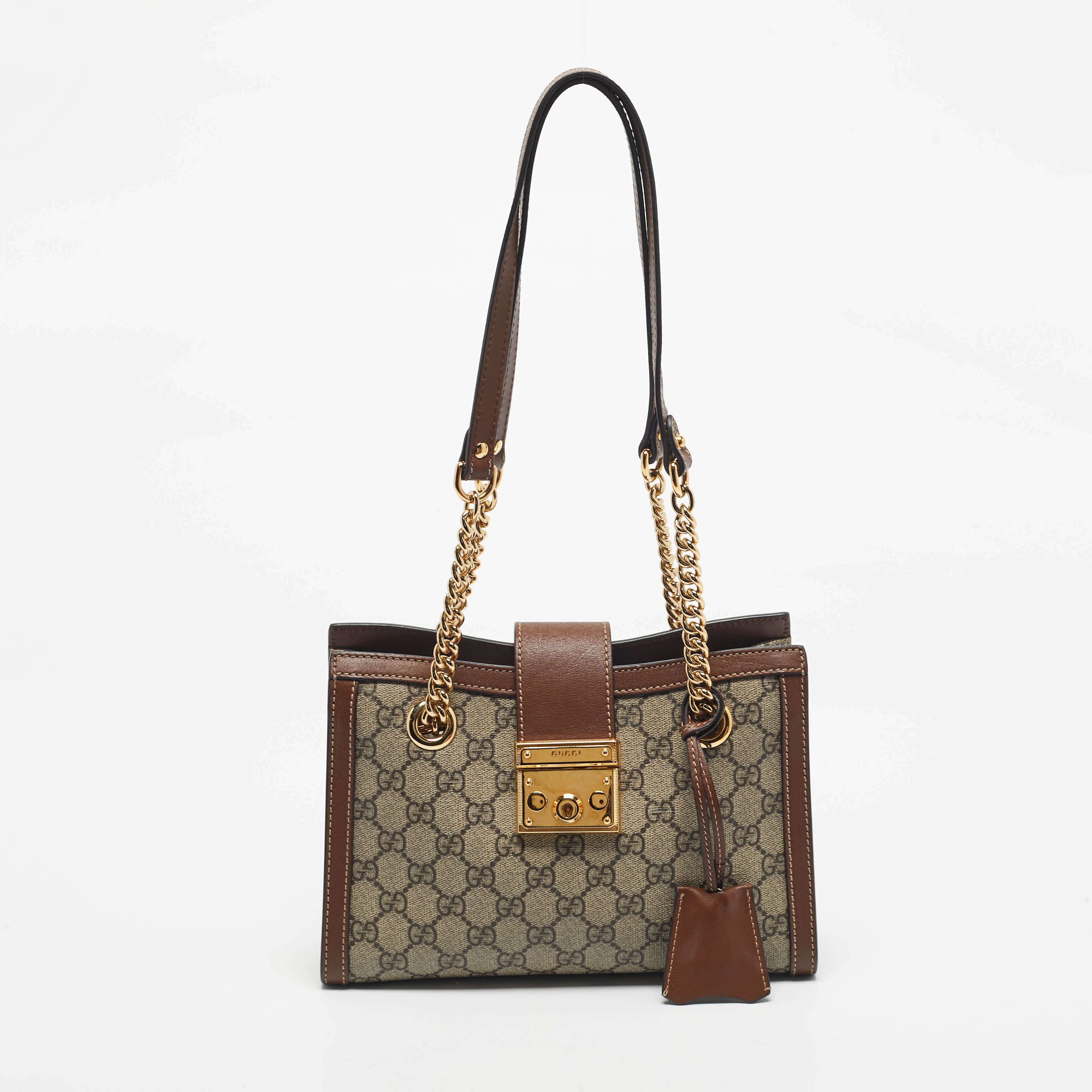 

Gucci Brown/Beige GG Supreme Canvas  Padlock Tote
