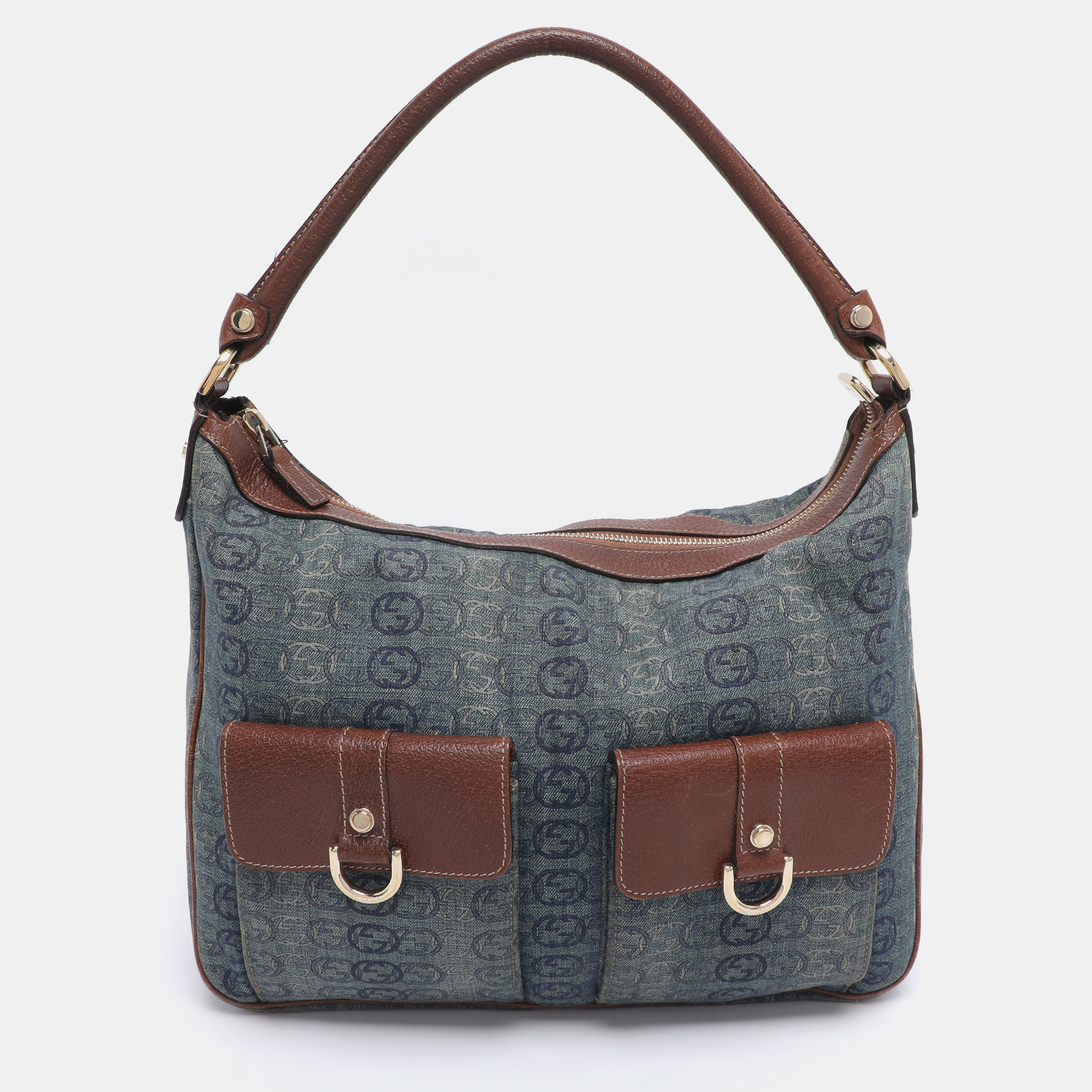 

Gucci Blue/Brown GG Denim and Leather Abby Shoulder Bag
