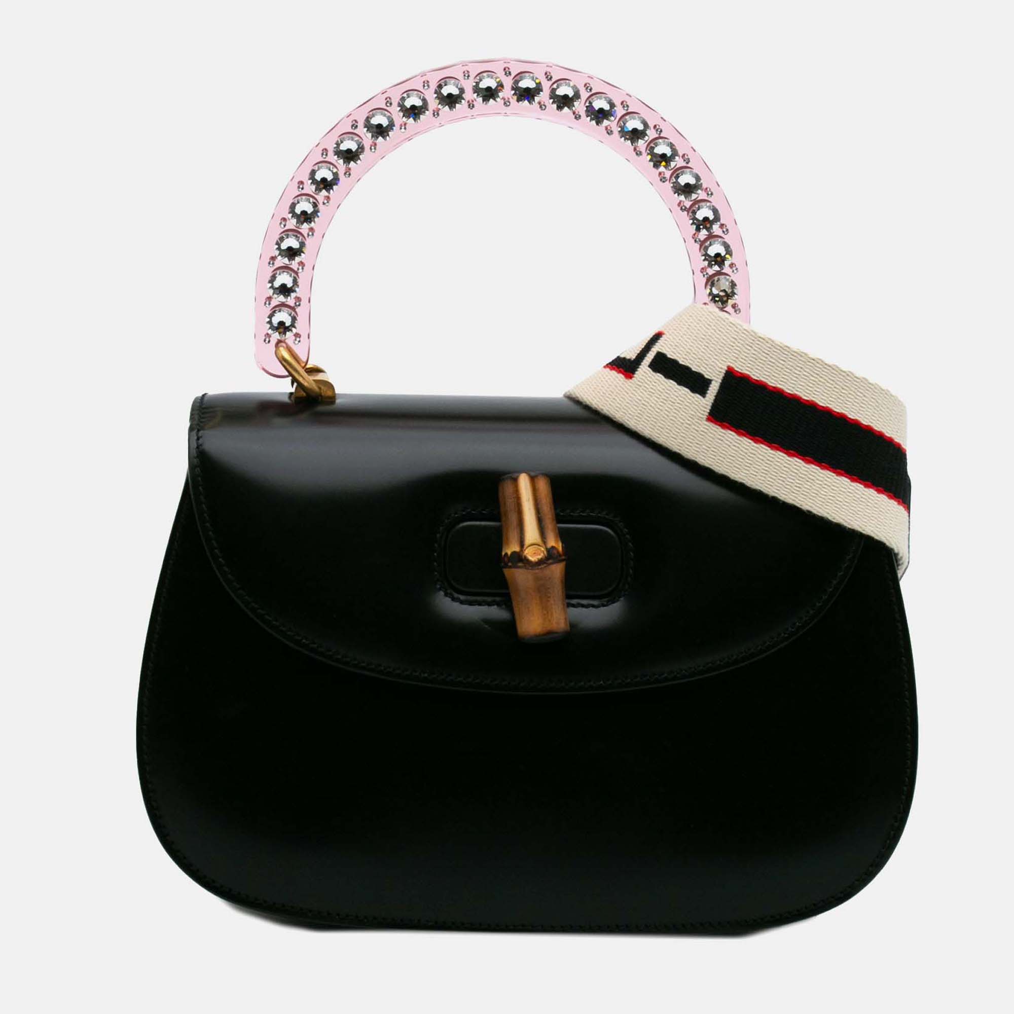 

Gucci Classic Top Handle Medium Limited Edition Calfskin Acrylic Bag, Black