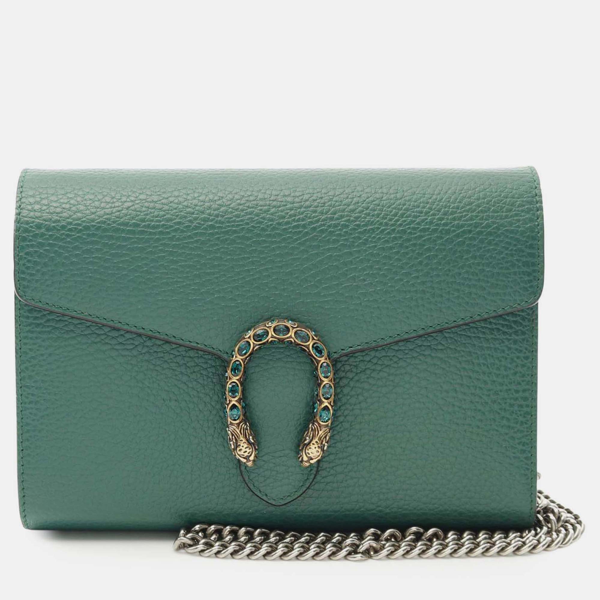 

Gucci Green Leather Dionysus Wallet on Chain