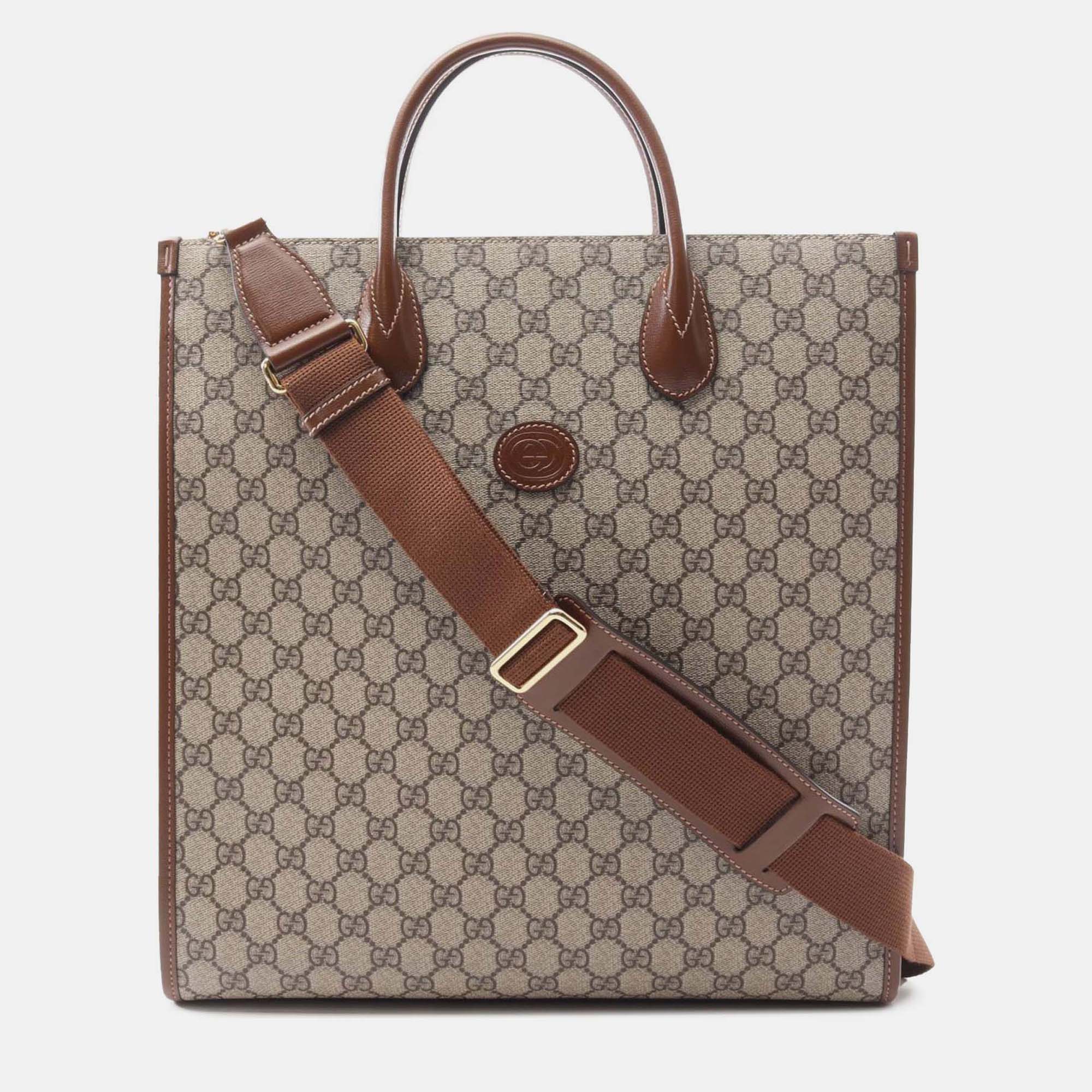 

Gucci Brown Medium GG Supreme Interlocking G Tote