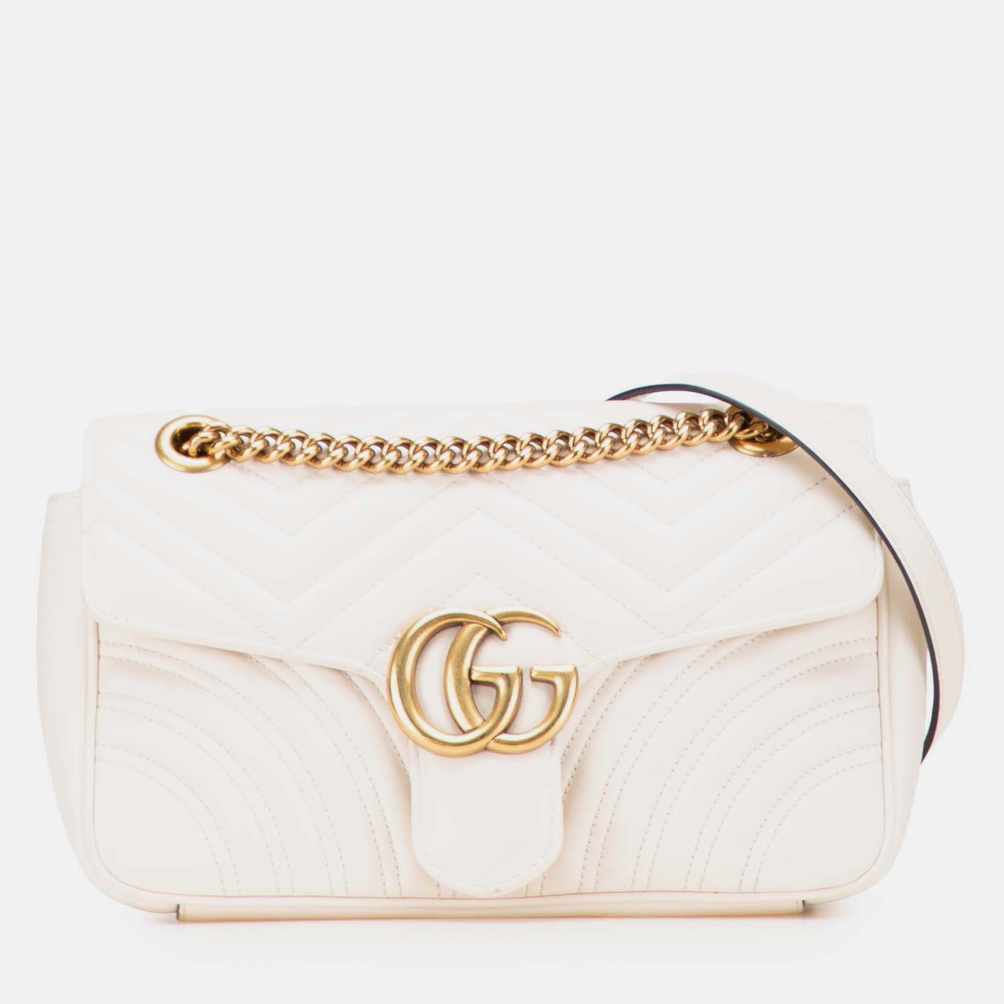 

Gucci White Small GG Marmont Matelasse Leather Flap Crossbody