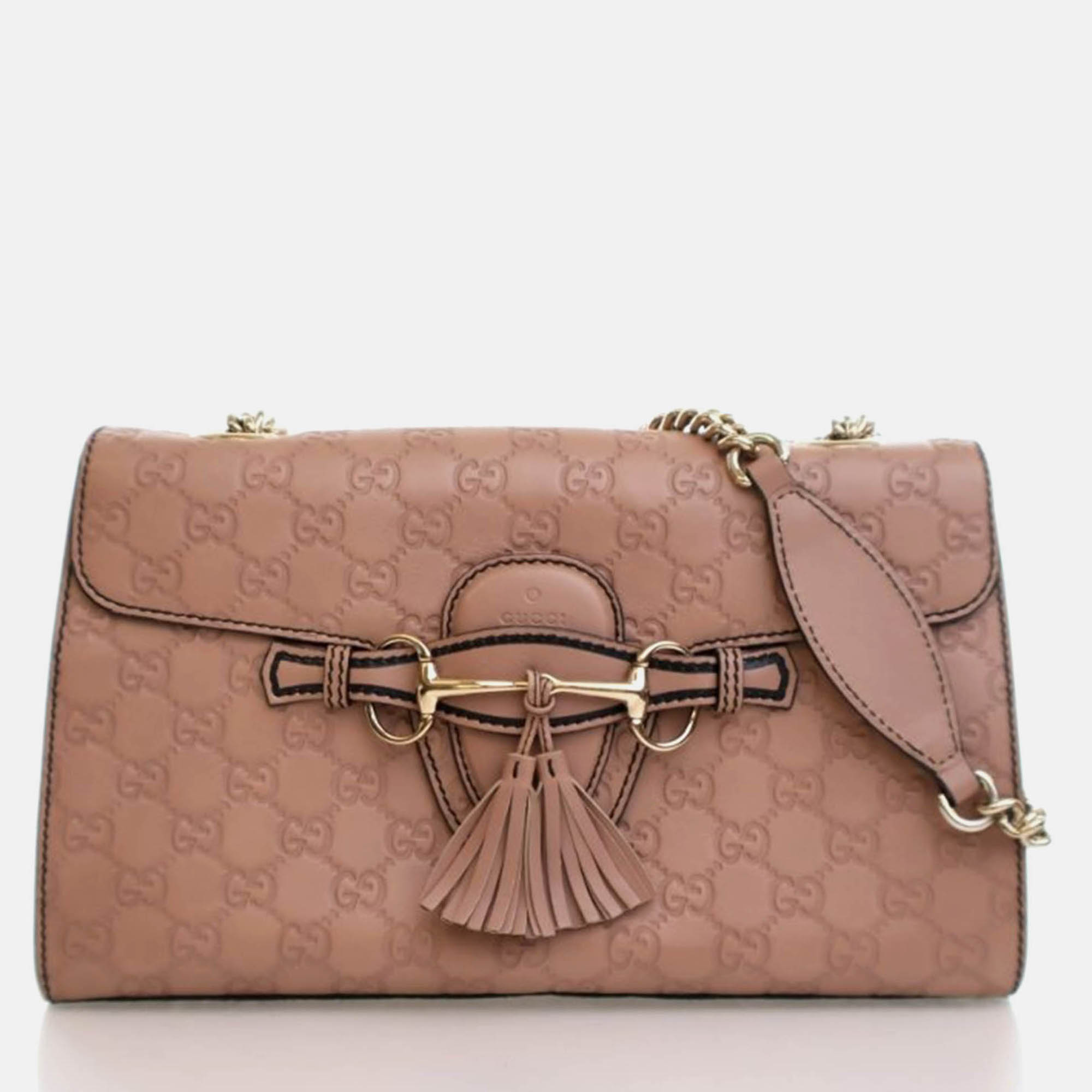 

Gucci Emily Medium Pink Brown Guccissima Leather Shoulder Bag