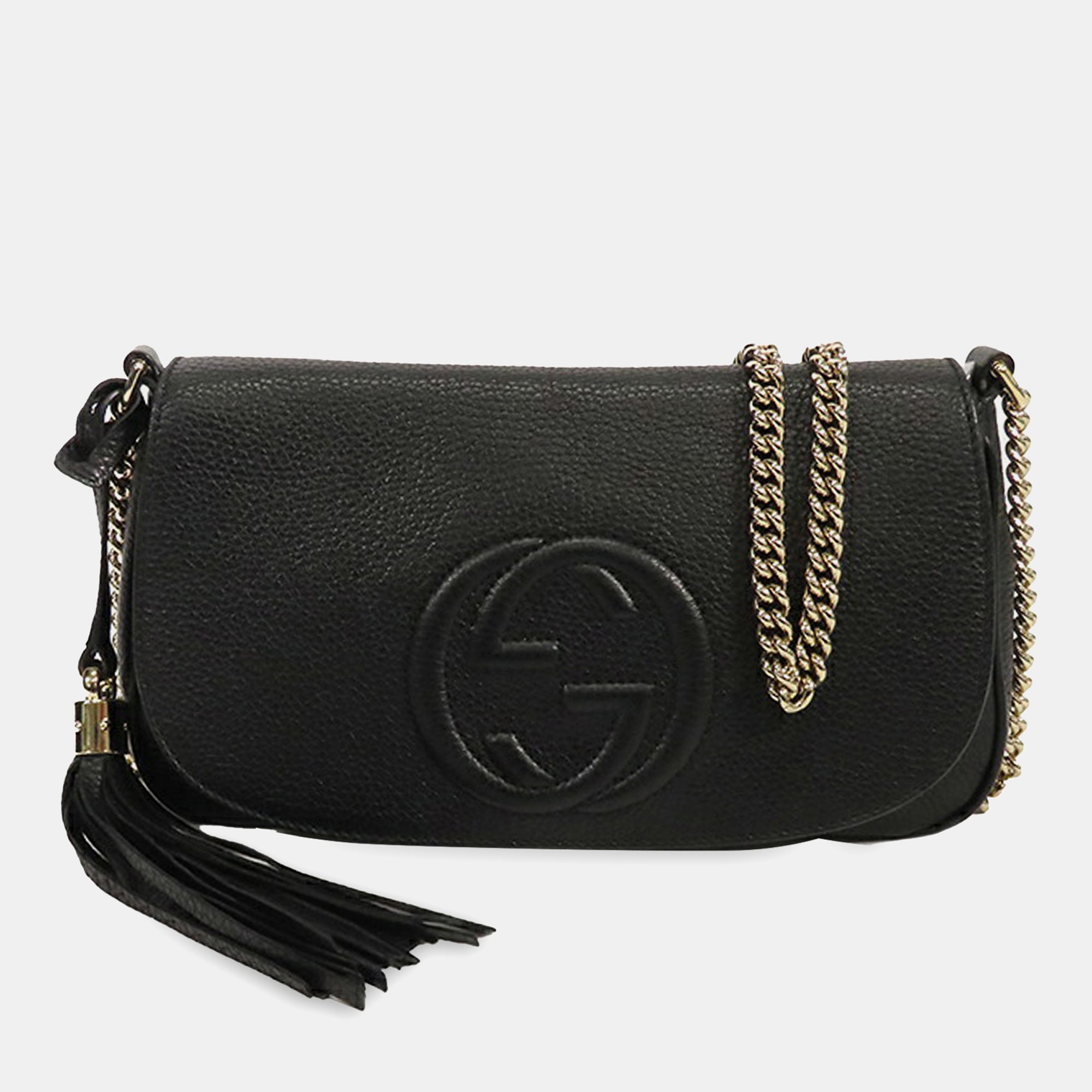 

Gucci Black Medium Leather Soho Chain Flap Crossbody Bag
