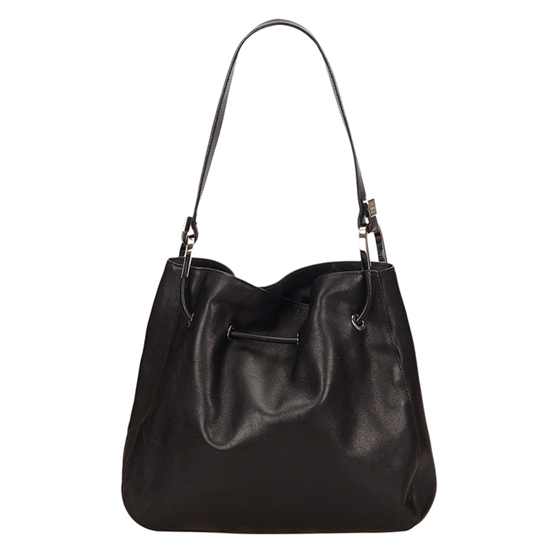 Pre Owned Gucci Black Leather Shoulder Bag