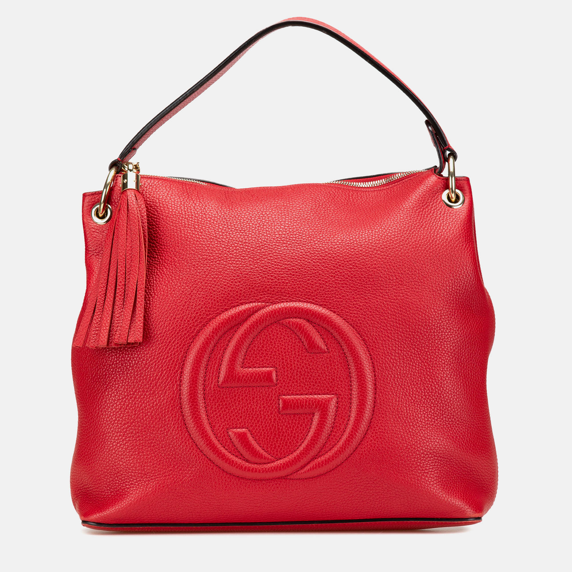 

Gucci Red Large Pebbled Calfskin Soho Convertible Hobo