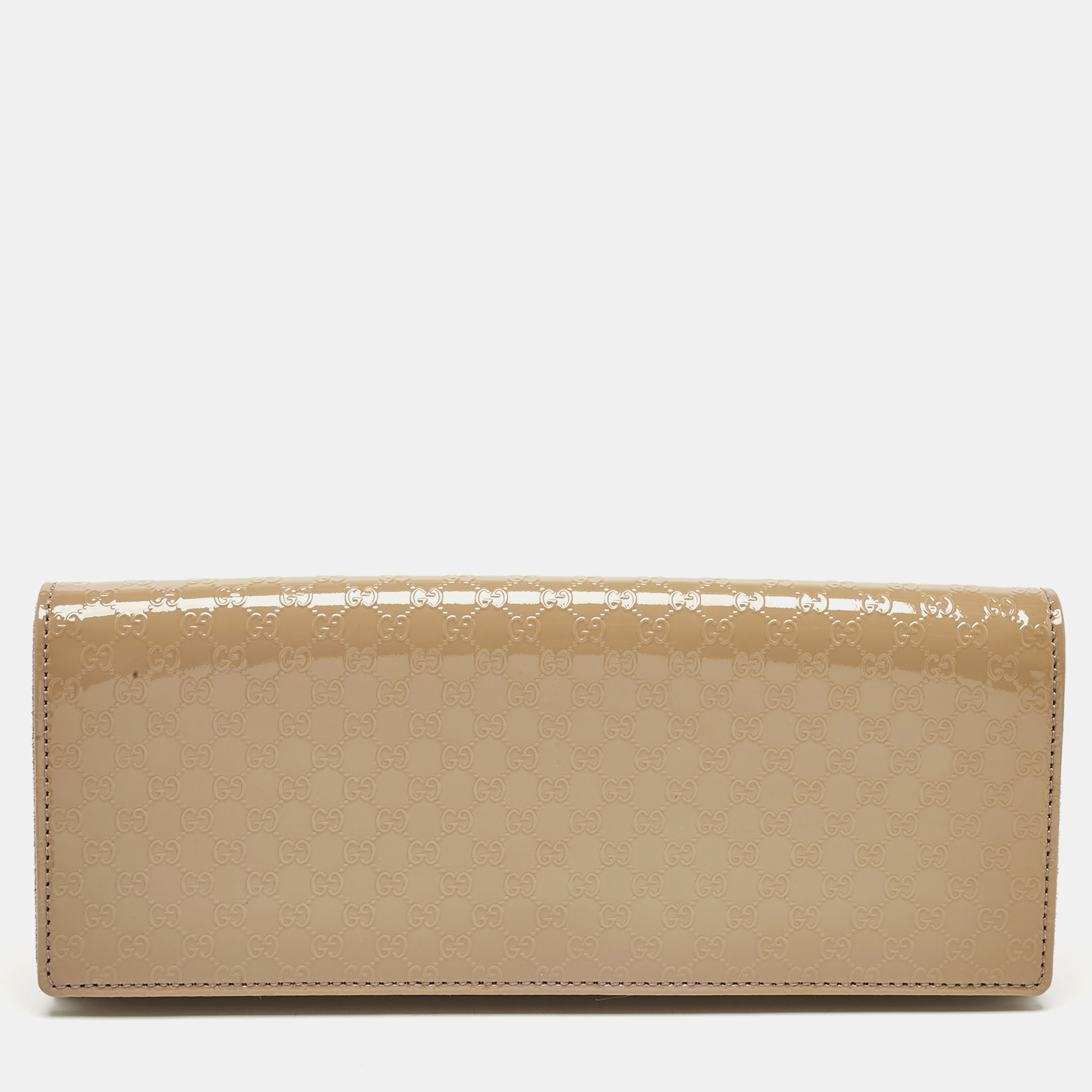 

Gucci Old Rose Microguccissima Patent Leather Broadway Clutch, Pink