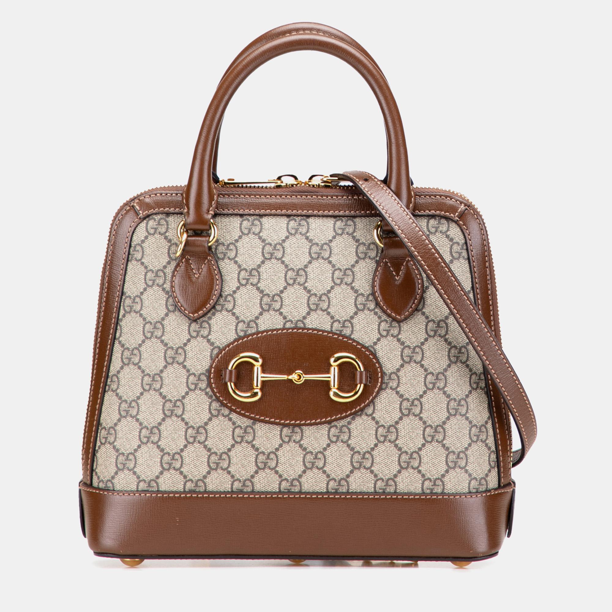 

Gucci Brown Small GG Supreme Horsebit 1955 Satchel