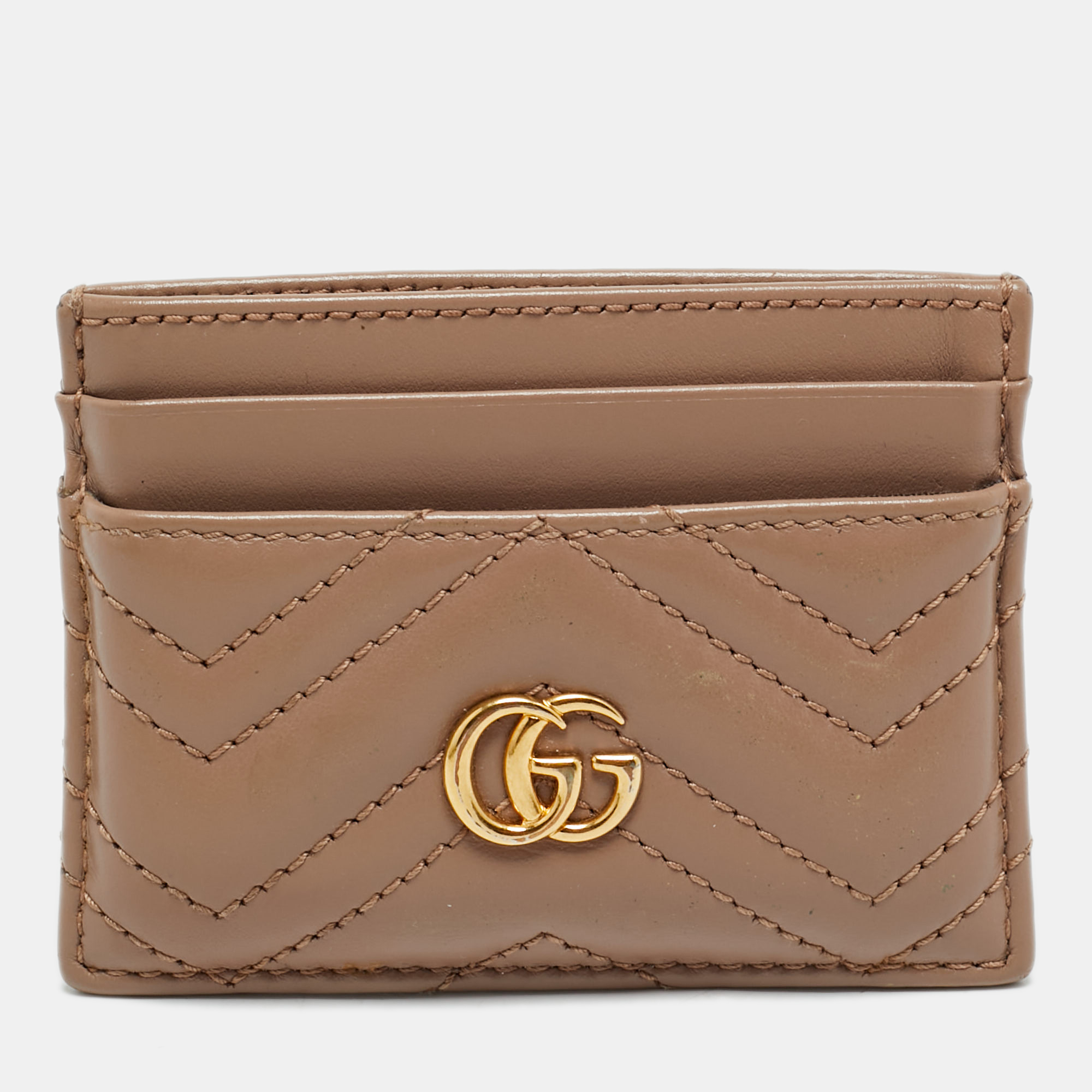 

Gucci Dusty Pink Matelassé Leather GG Marmont Card Holder