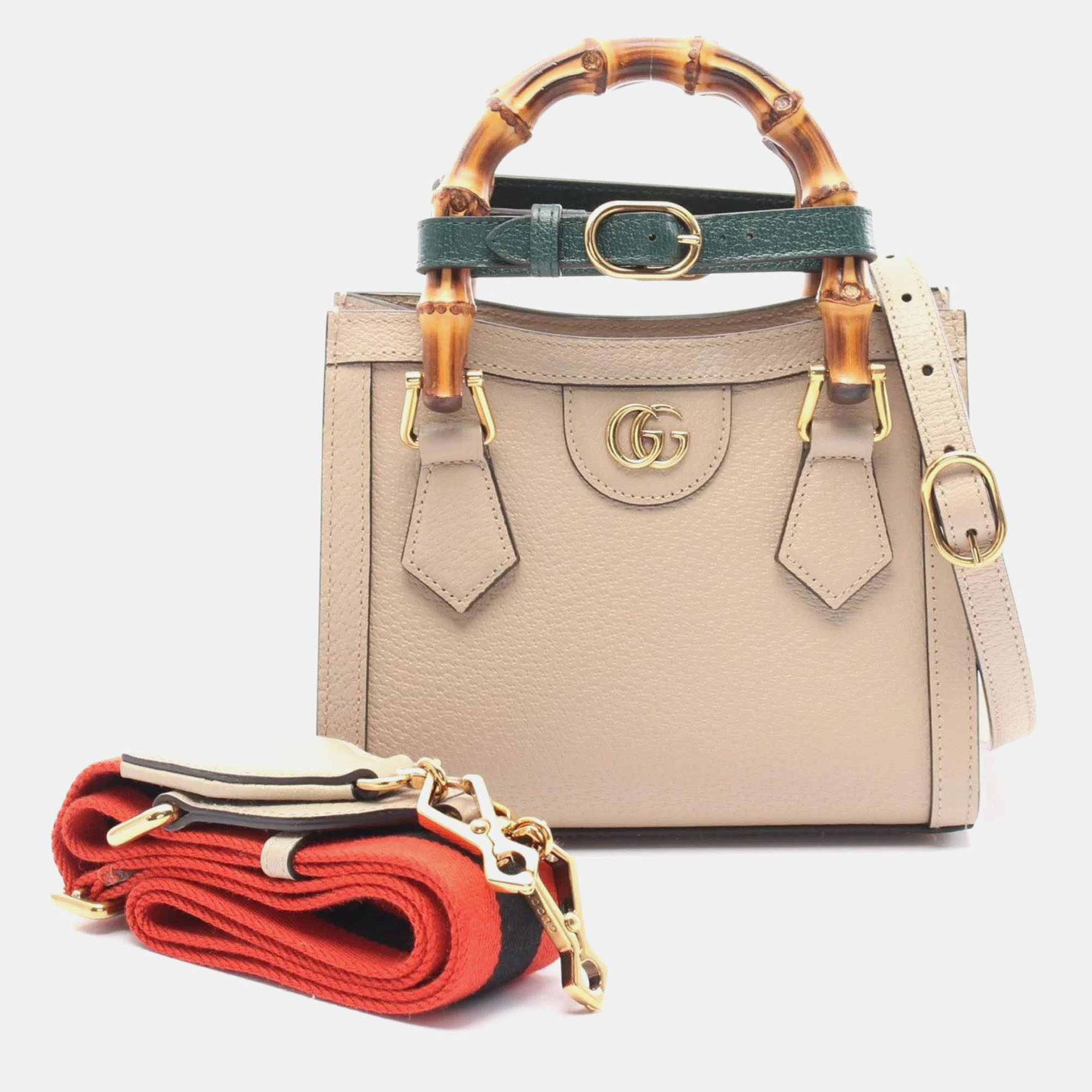 

Gucci Diana Mini Bamboo Beige Leather Tote Bag