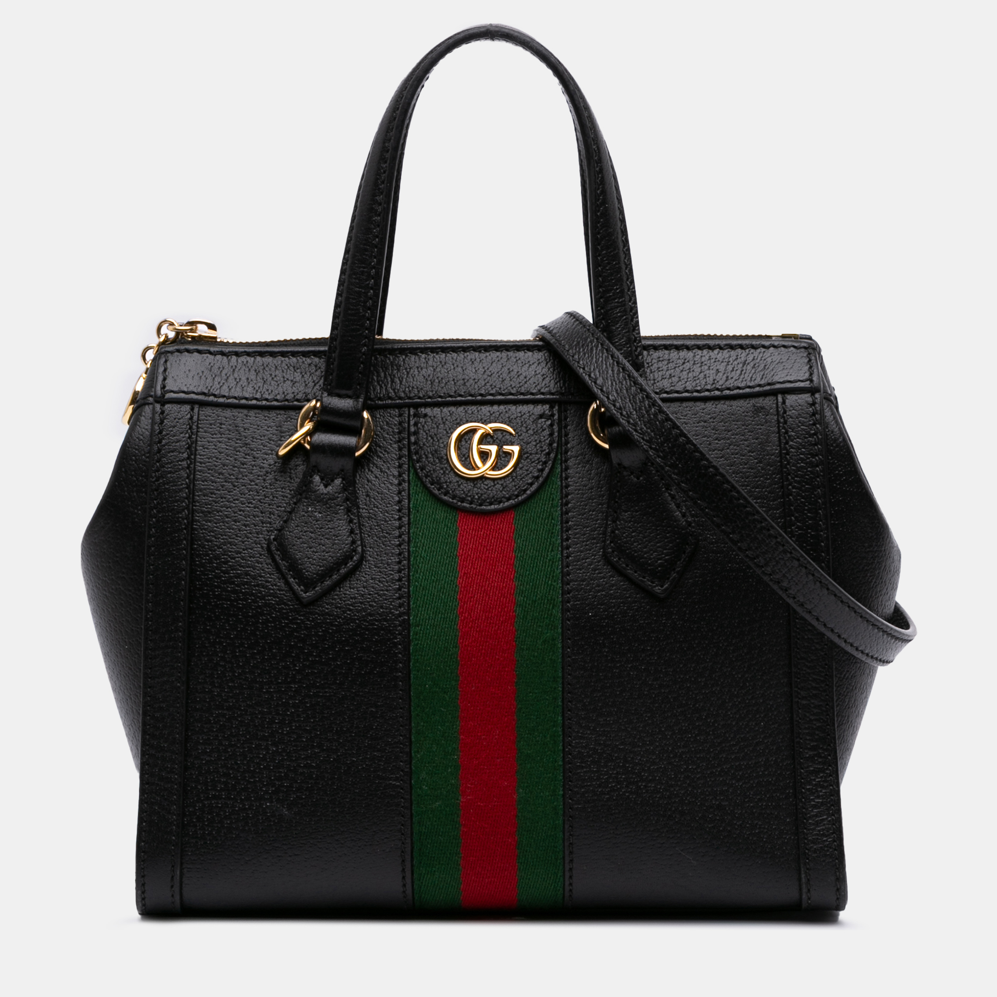 

Gucci Black Small Leather Web Ophidia Satchel