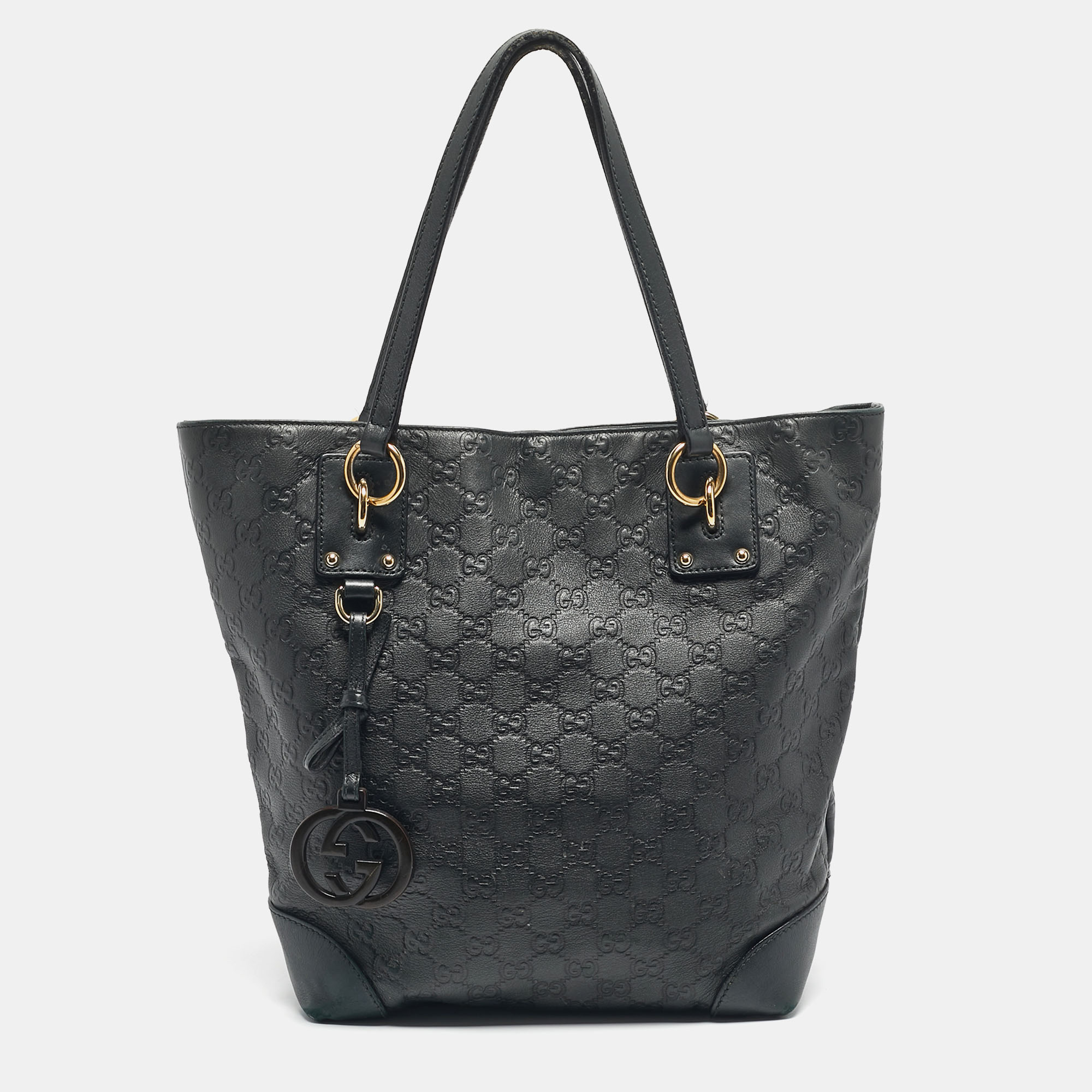 

Gucci Black Guccissima Leather Charm Tote