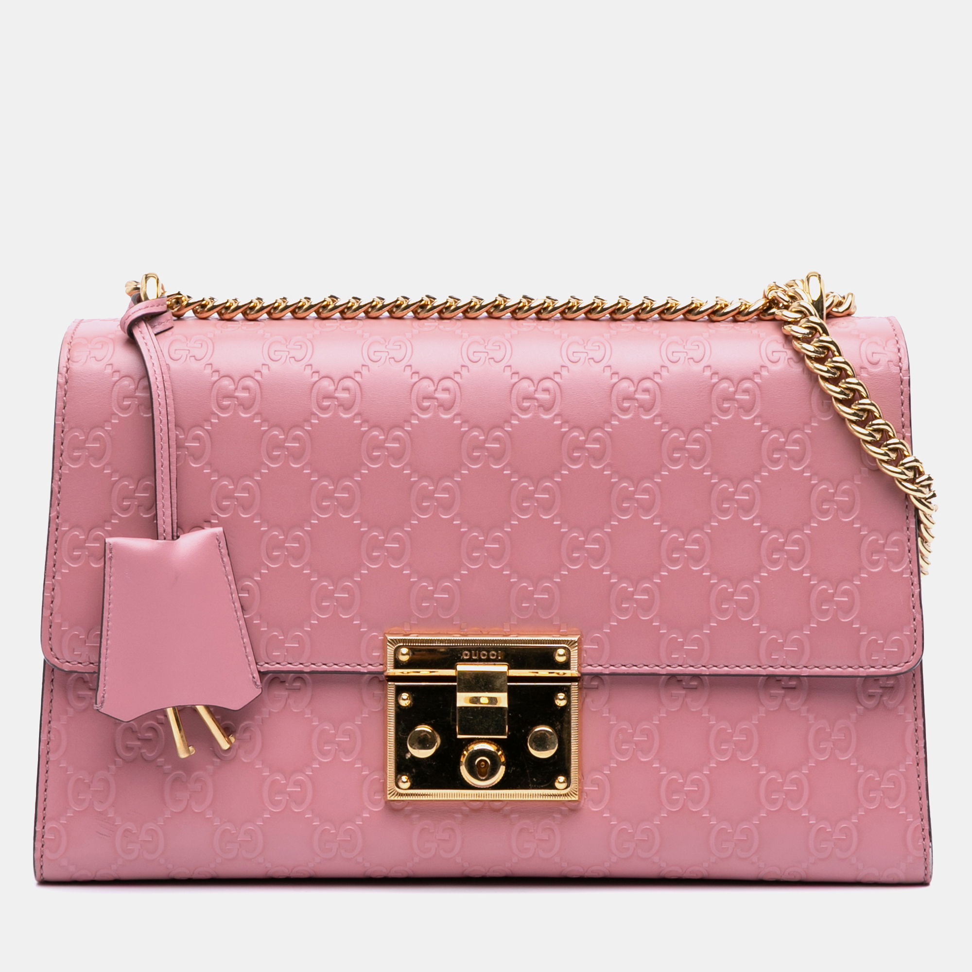 

Gucci Pink Medium Guccissima Padlock Shoulder Bag