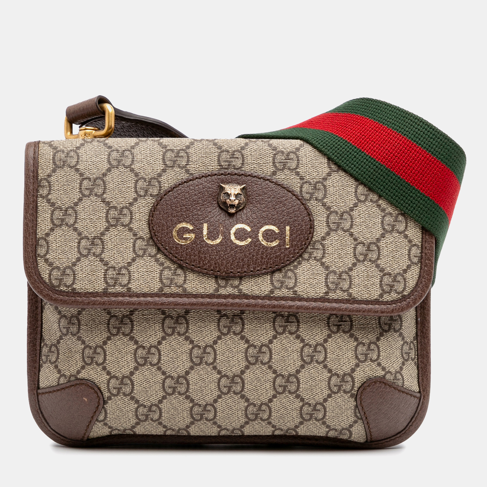 

Gucci Beige Small GG Supreme Web Neo Vintage Double Flap Messenger Bag