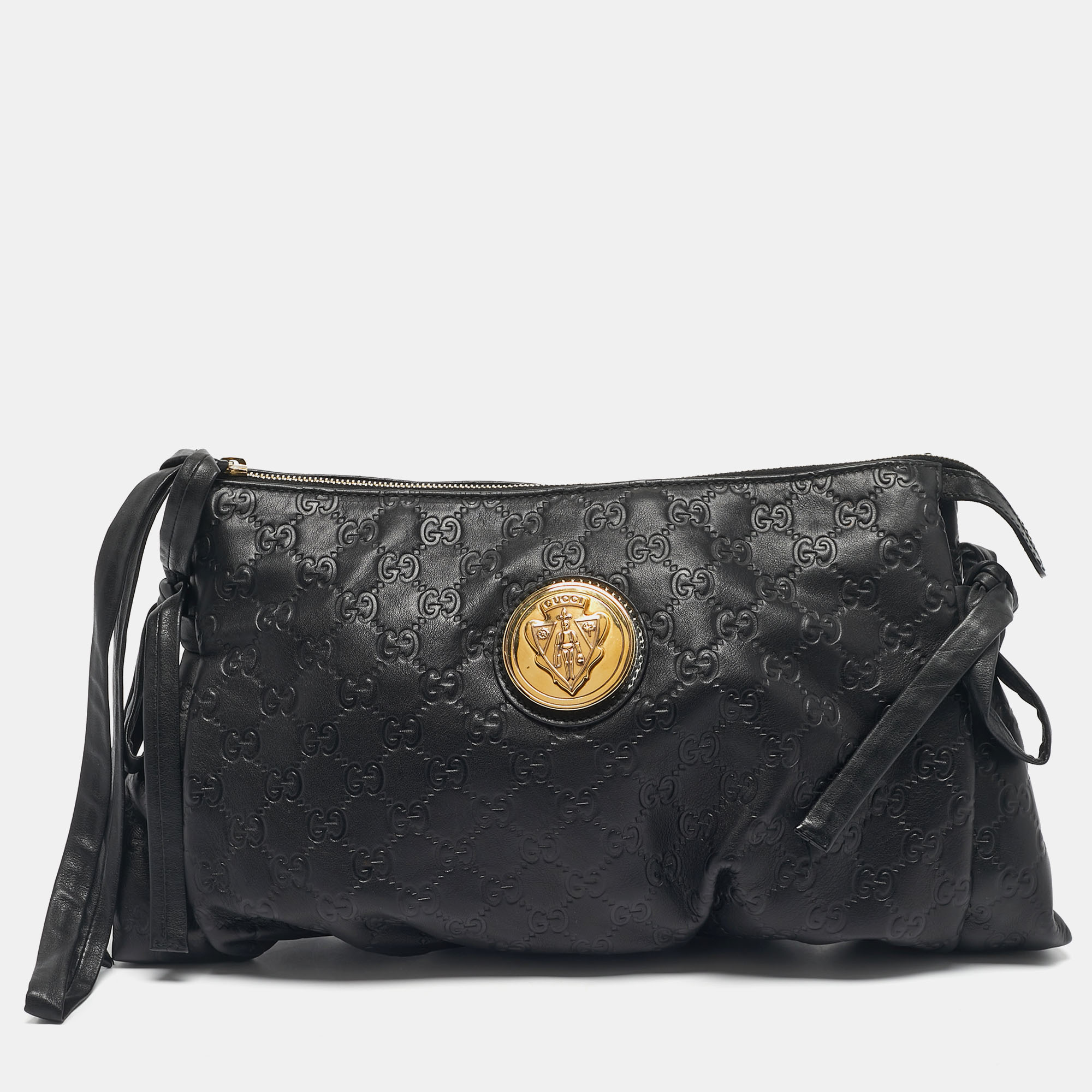 

Gucci Black Guccissima Leather  Hysteria Clutch
