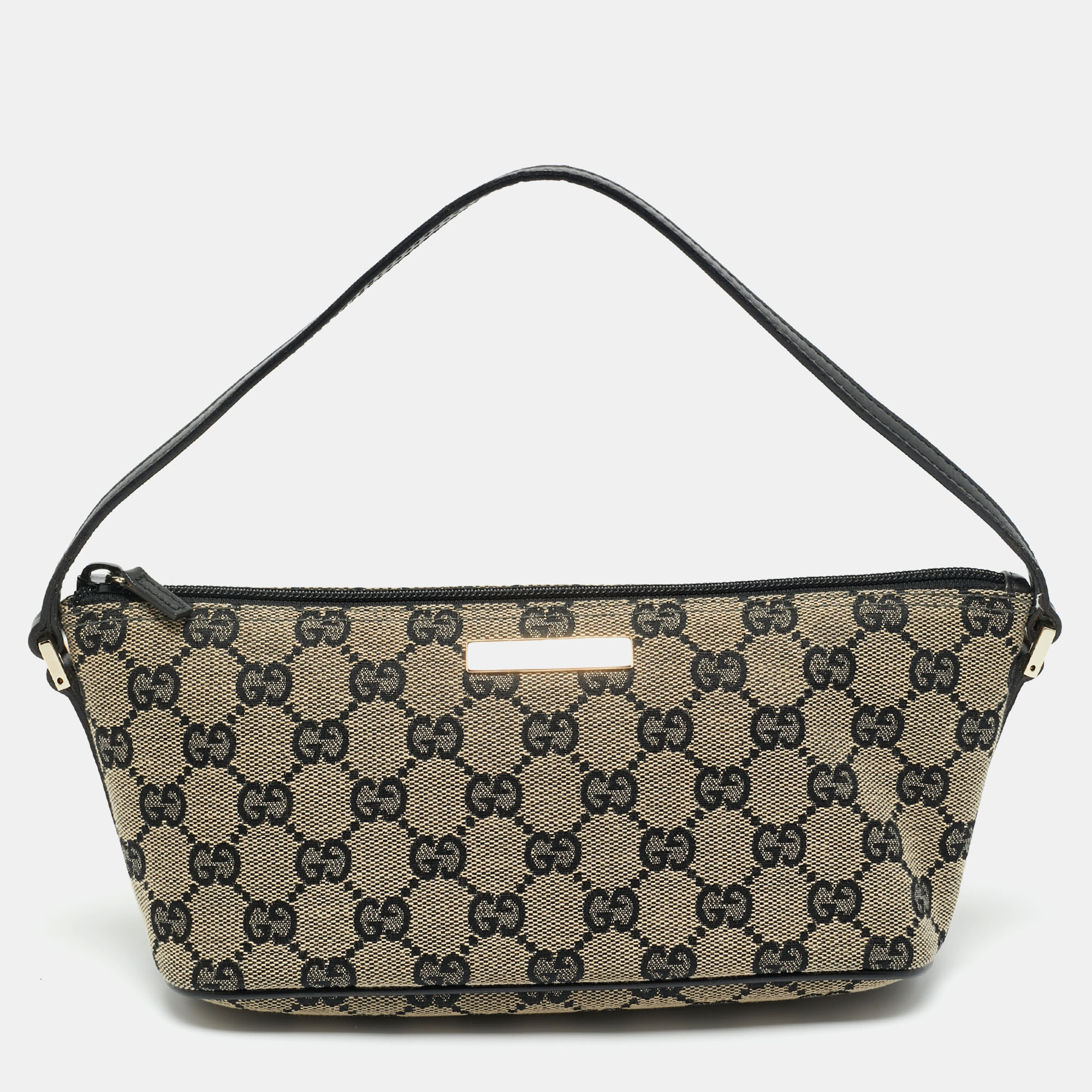 

Gucci Beige/Black GG Canvas Boat Pochette Bag
