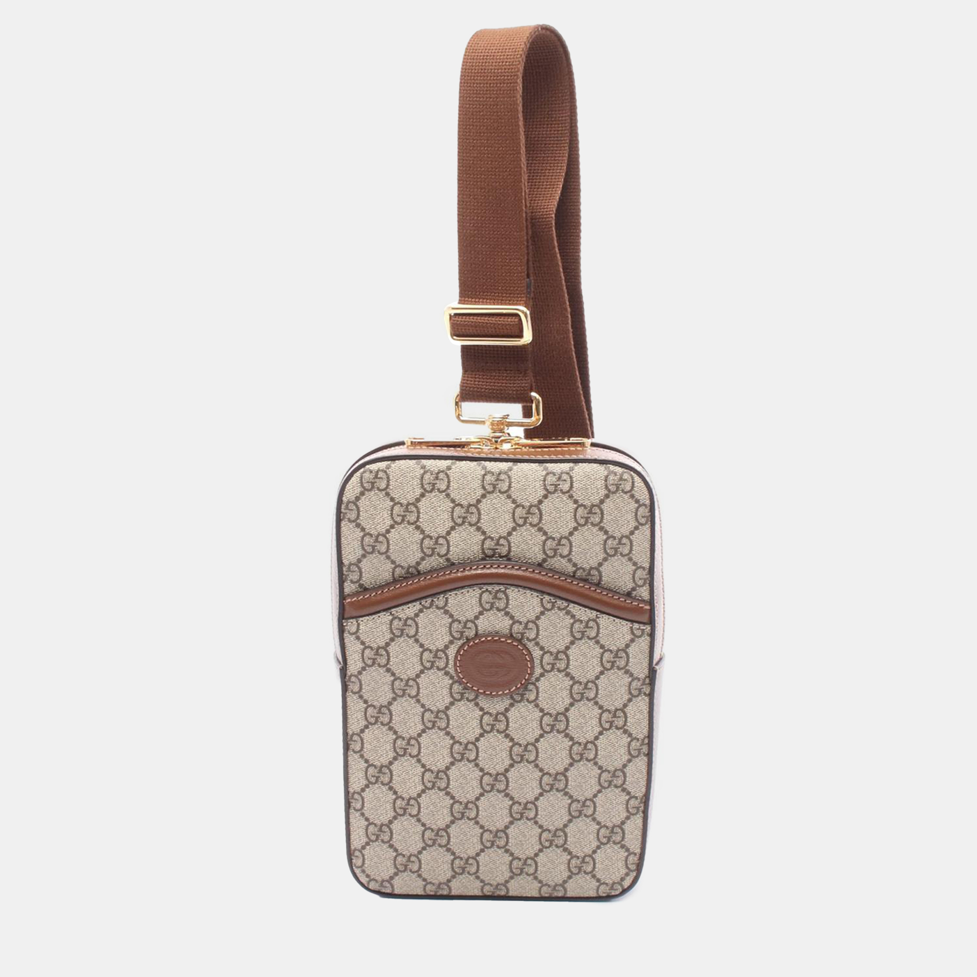 

Gucci Brown GG Supreme Interlocking G Sling Bag