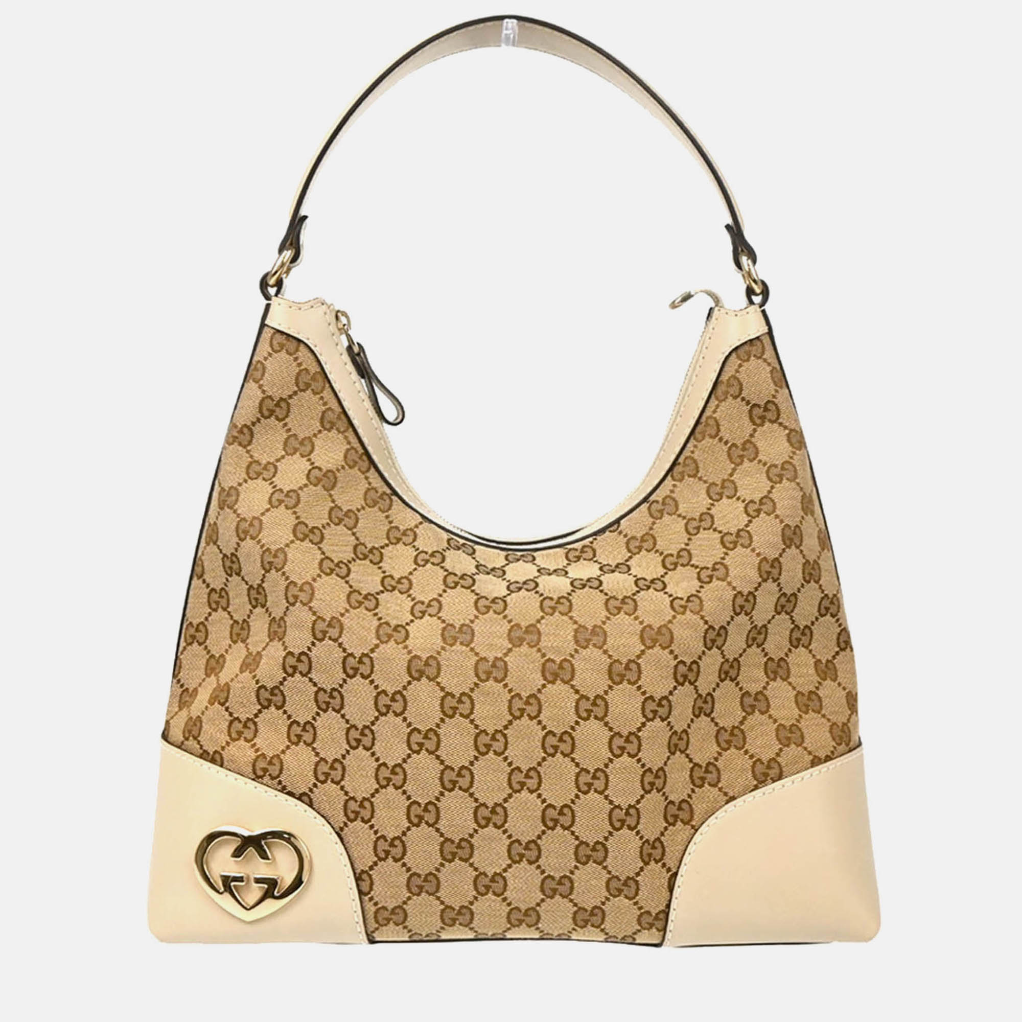 

Gucci Lovely Heart GG Beige Canvas Hobo Bag