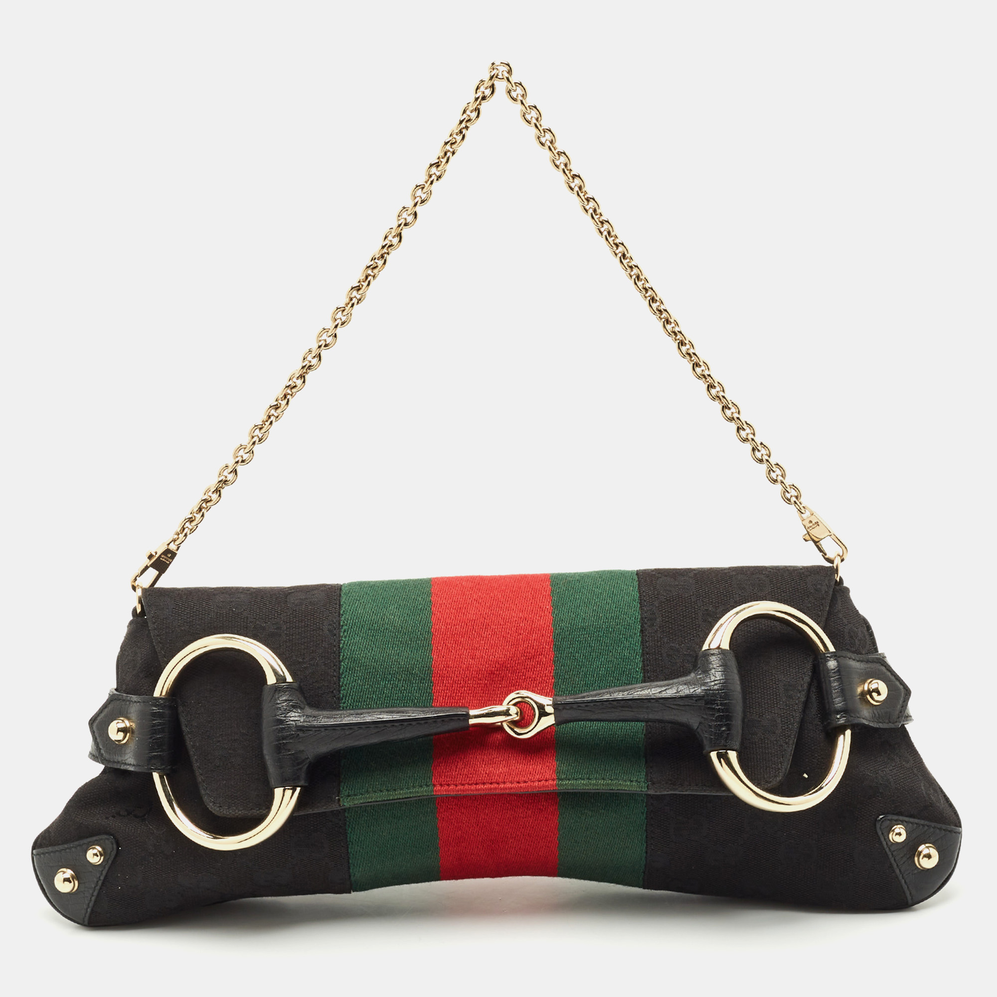 

Gucci Black Canvas and Leather Tom Ford Horsebit Chain Clutch