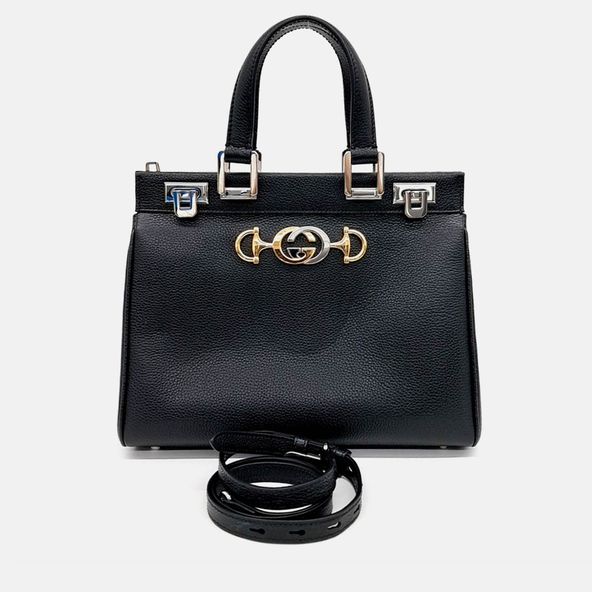 

Gucci Black Leather Zumi Top Handle Bag Small