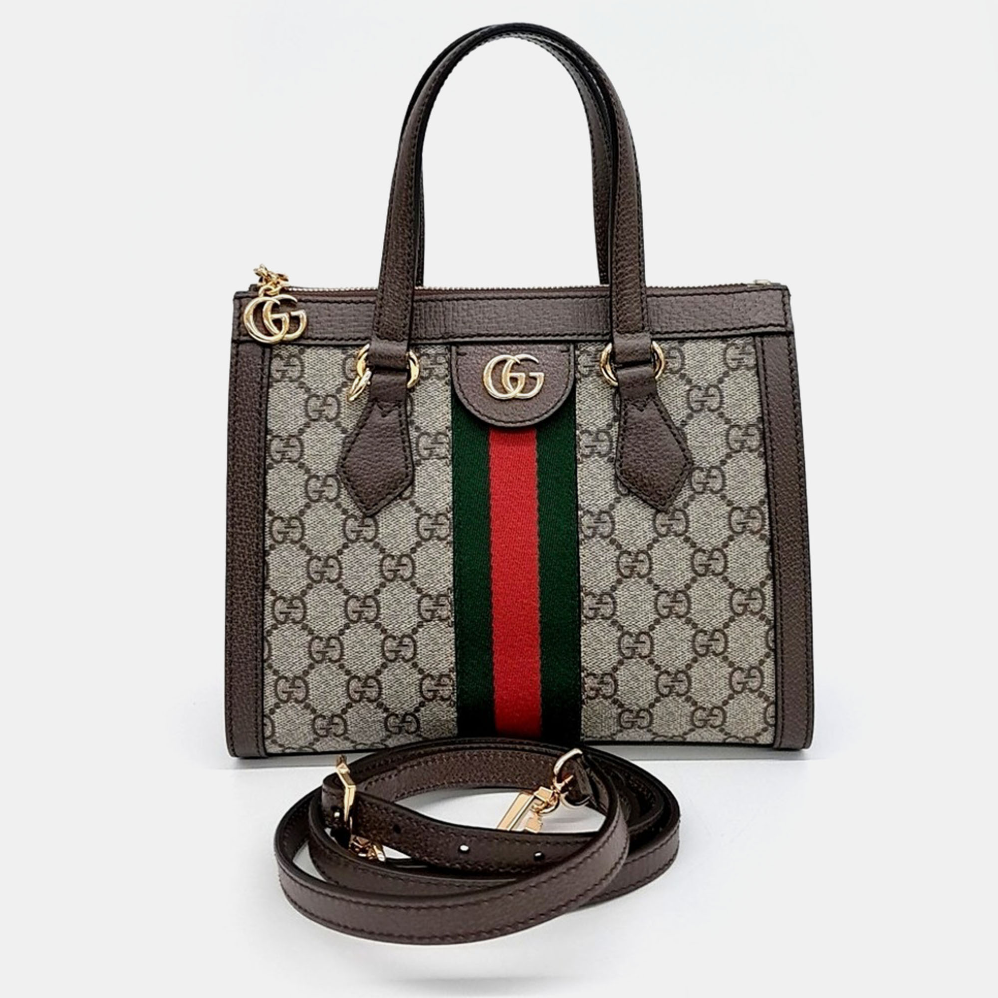

Gucci Brown Canvas Ophidia GG Shoulder Bag Small