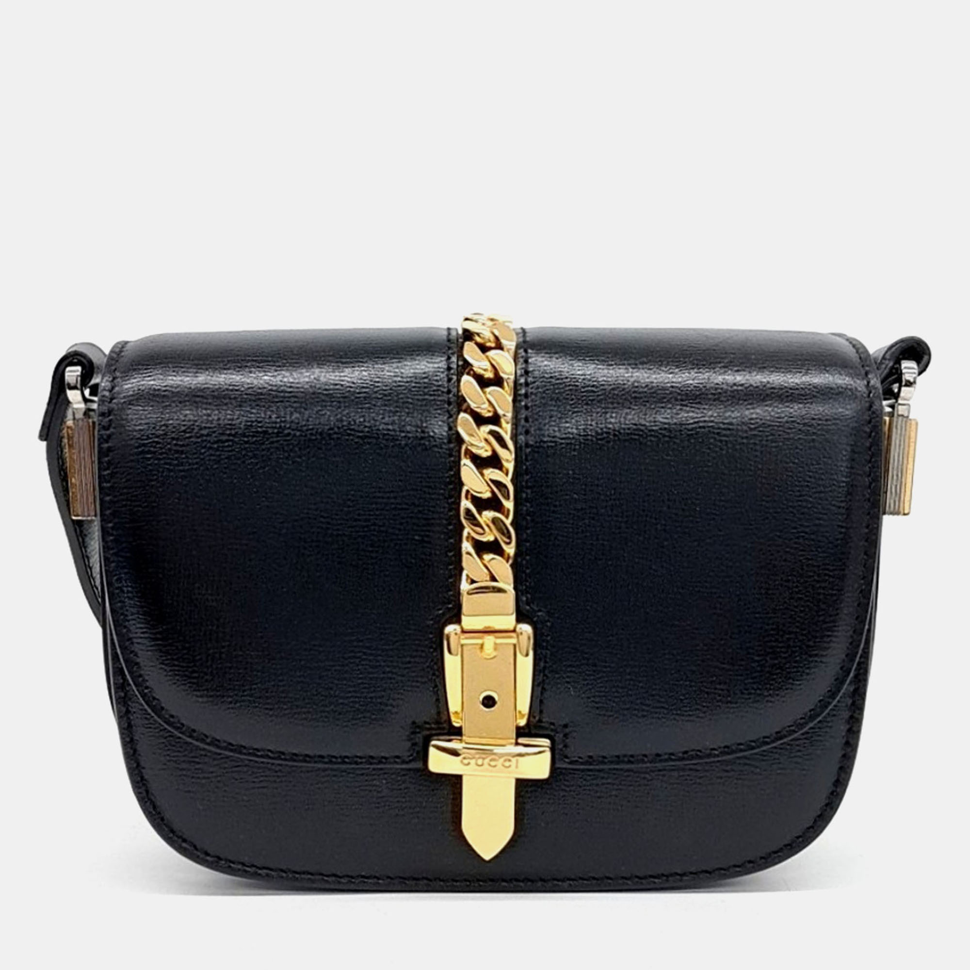 

Gucci Black Leather Sylvie 1969 Mini Shoulder Bag