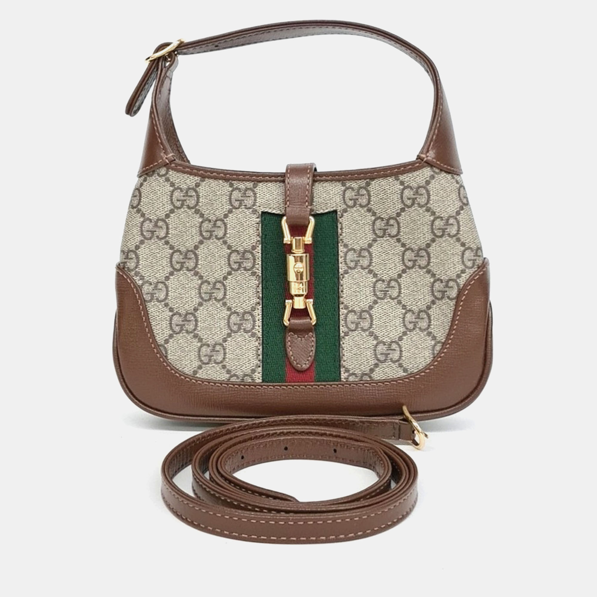 

Gucci Beige Brown Canvas and Leather Jackie 1961 Mini Hobo Bag