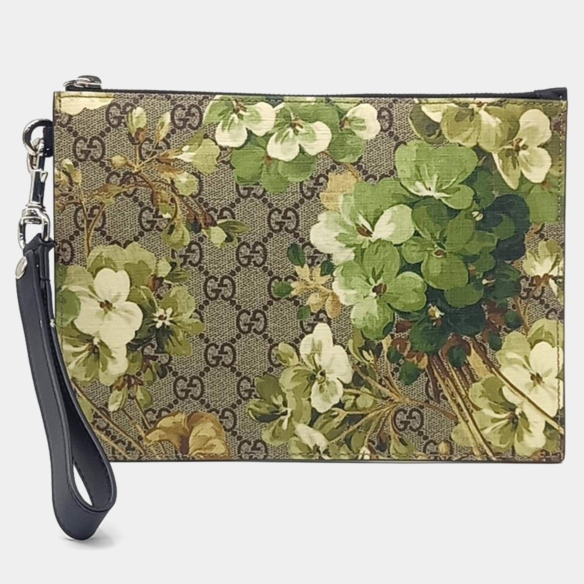 

Gucci Beige Green PVC Supreme Bloom Pouch