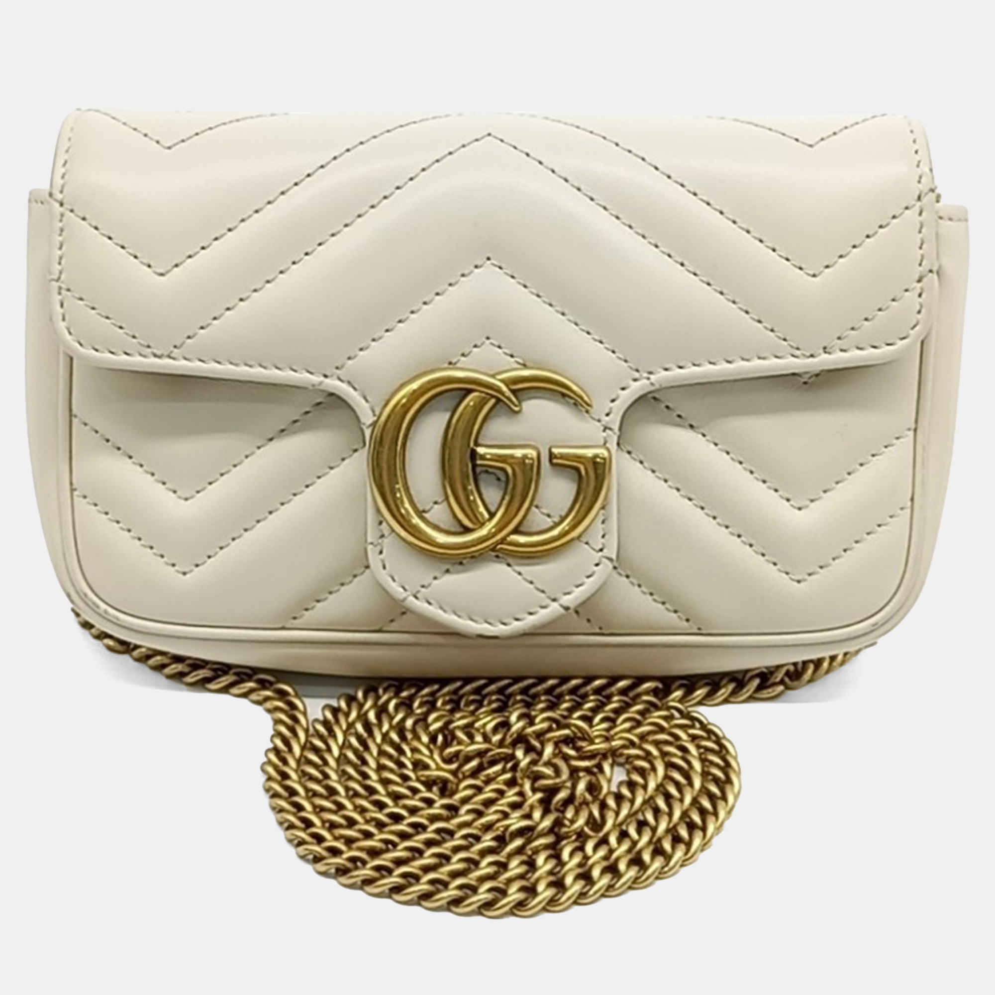 

Gucci White Leather Matrasse Super Mini Crossbody Bag