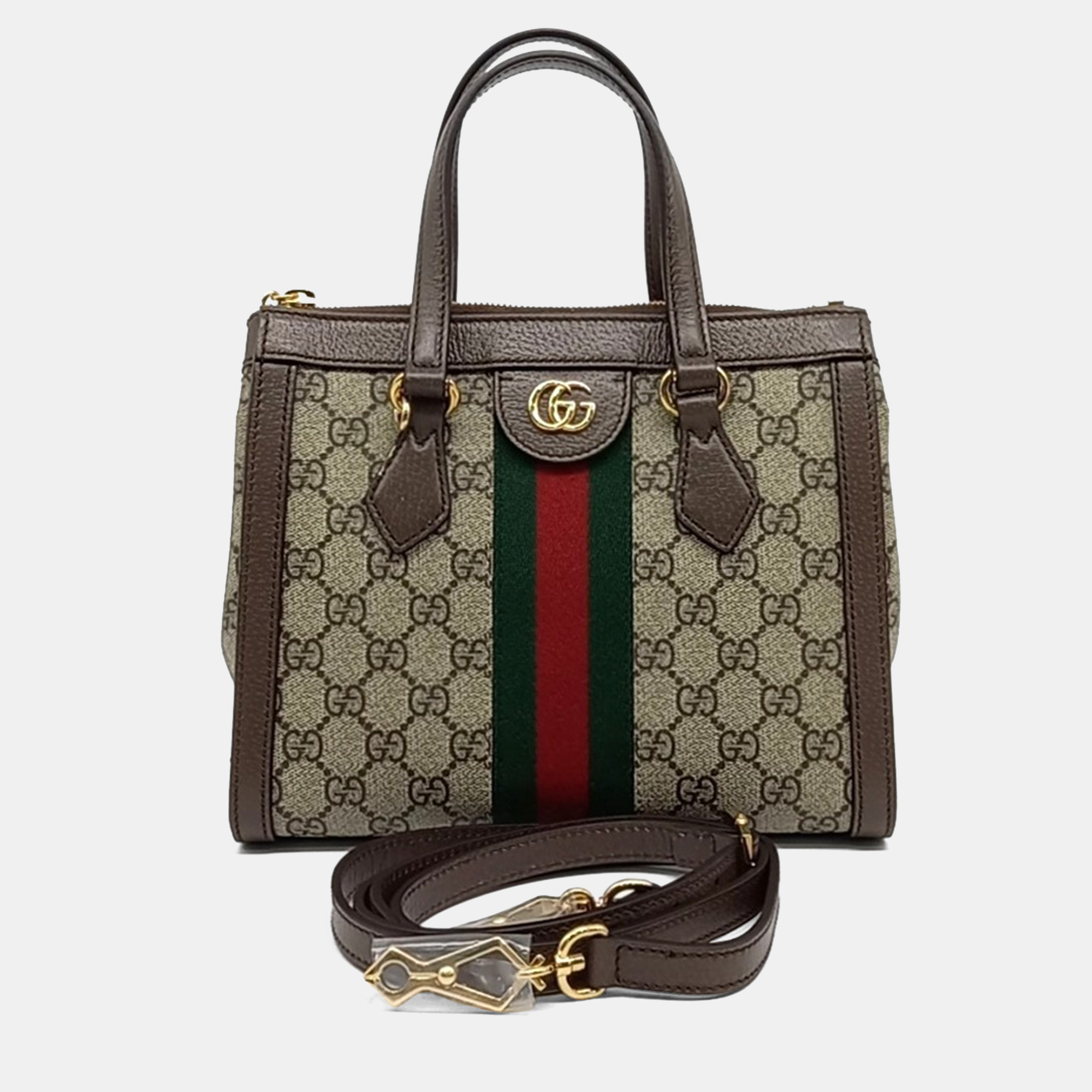 

Gucci Beige Brown Canvas and Leather Ophidia GG Shoulder Bag Small