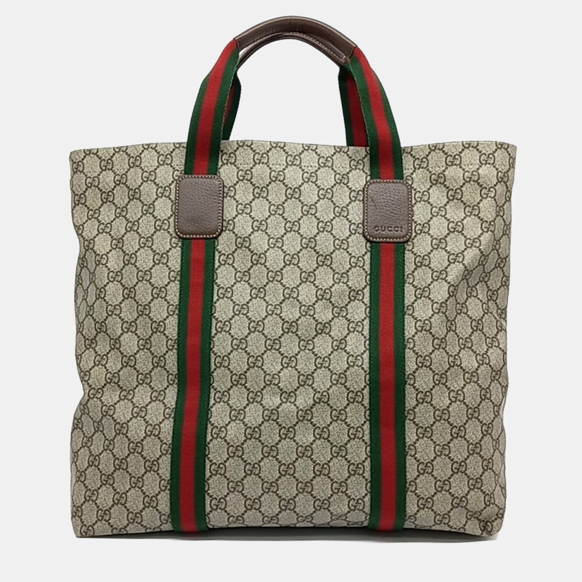 

Gucci Beige Brown Coated Canvas Web Tote Bag
