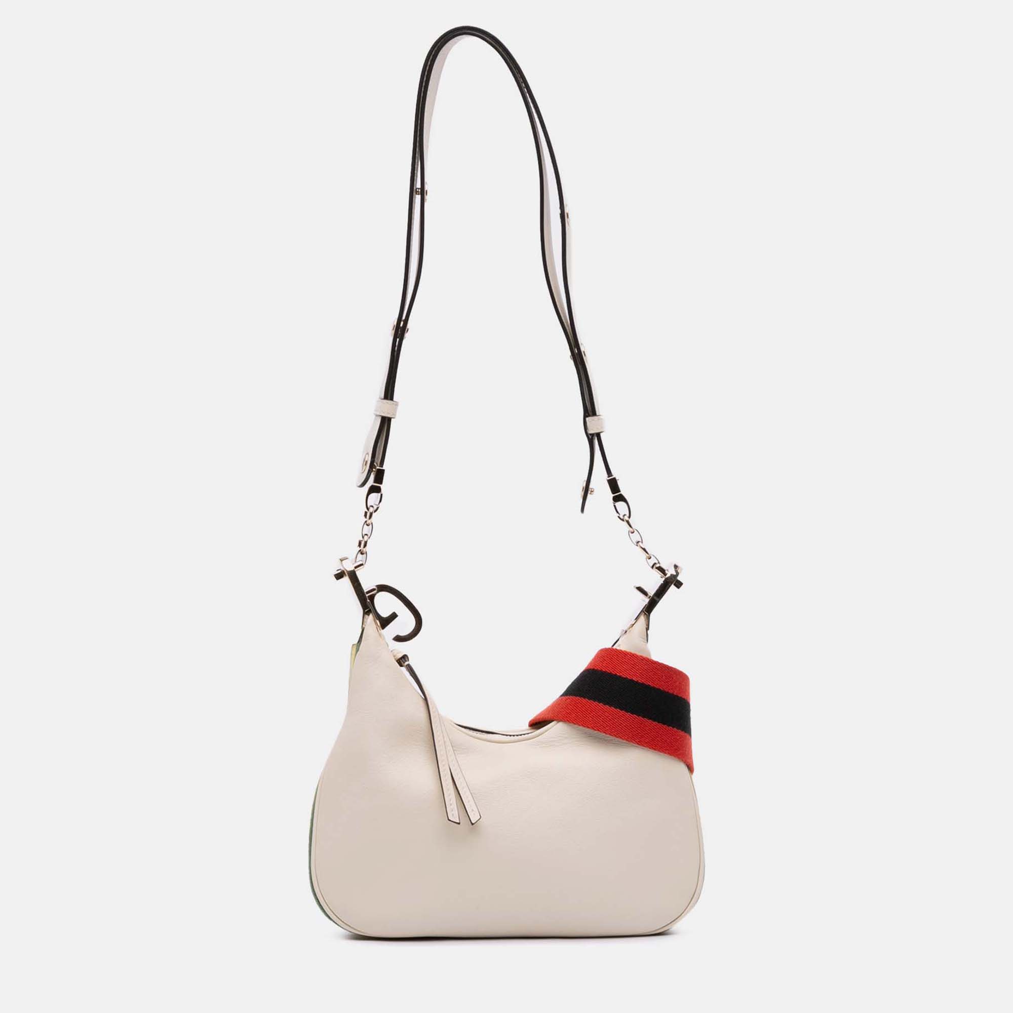 

Gucci White Small Leather Web Attache Crossbody