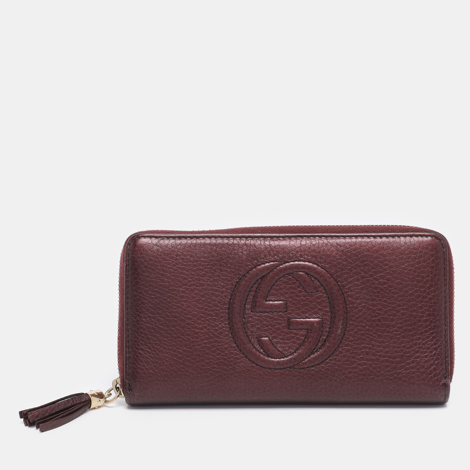 

Gucci Burgundy Leather Soho Zip Around Wallet