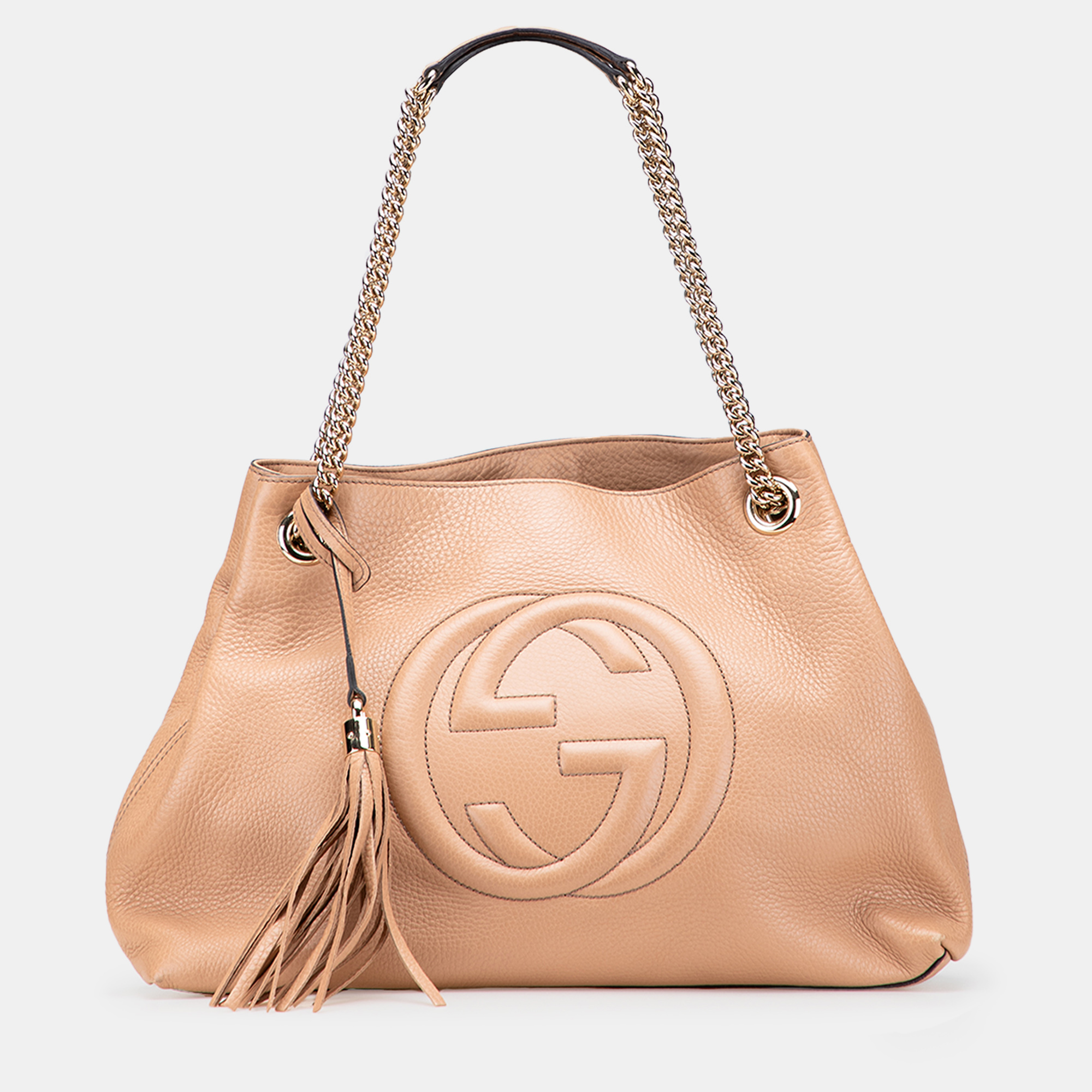 Pre-owned Gucci Brown Medium Leather Soho Chain Tote