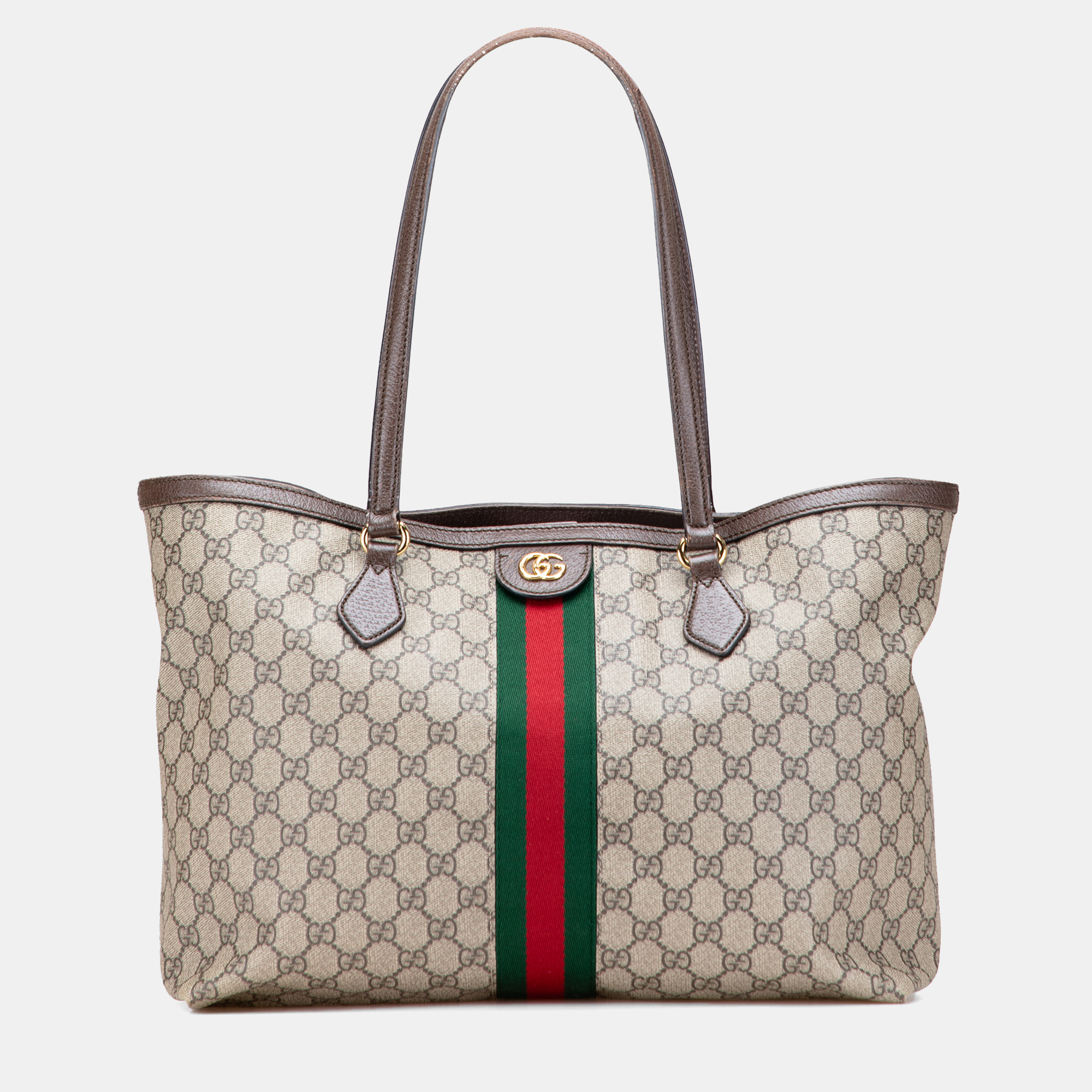 

Gucci Beige Brown Medium GG Supreme Ophidia Tote