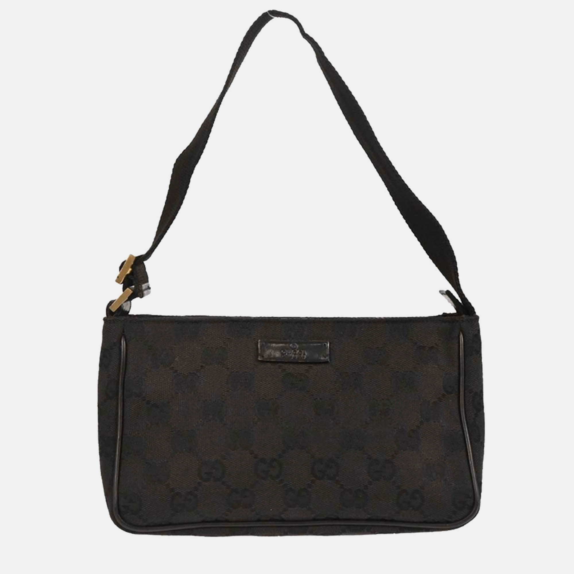 

Gucci GG Black Canvas and Leather Shoulder Bag