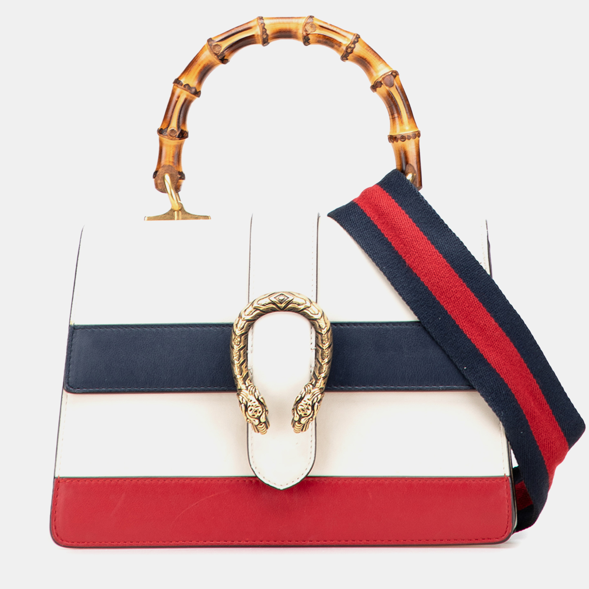 

Gucci White Medium Leather Bamboo Dionysus Web Satchel