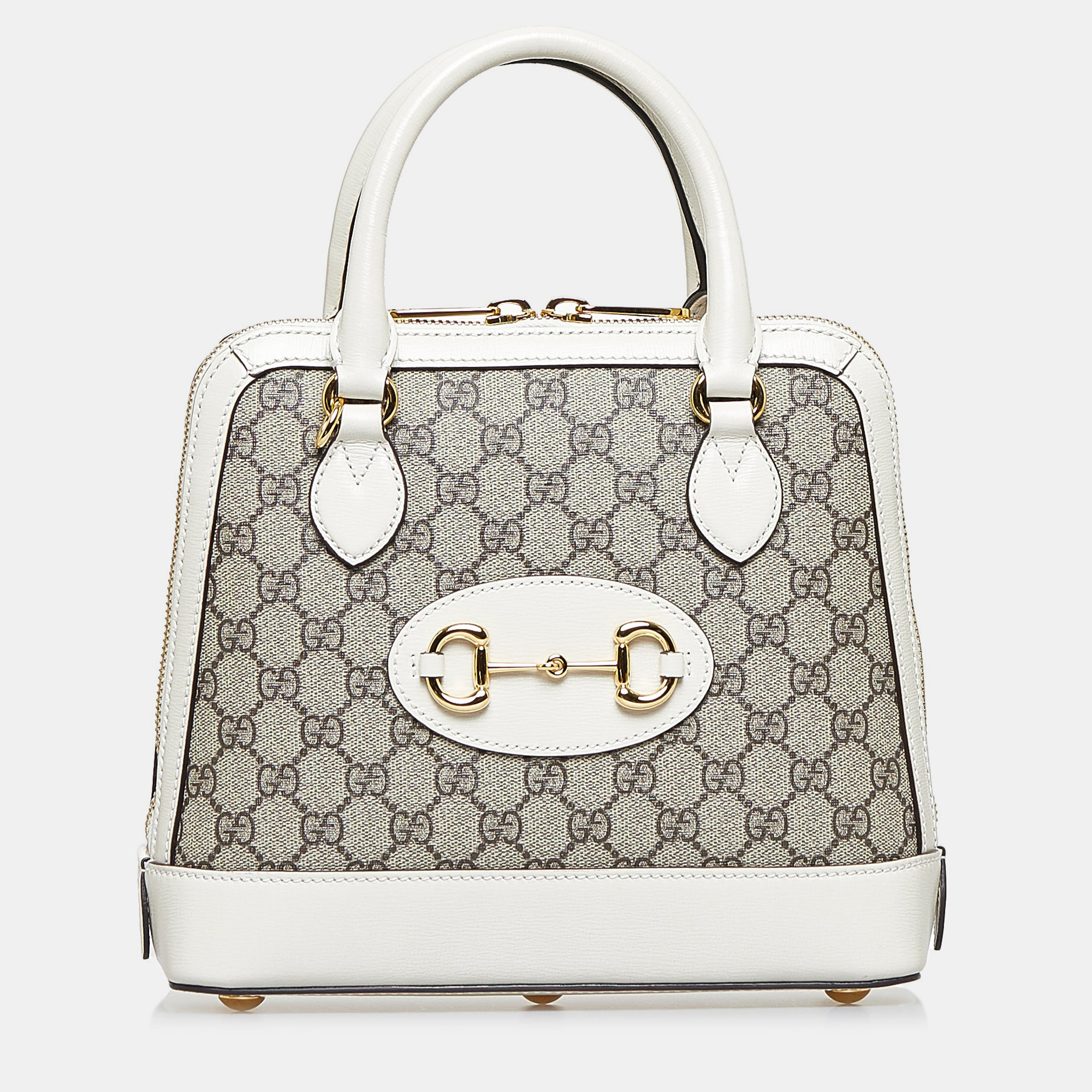 

Gucci Horsebit 1955 Small Brown GG Supreme Canvas Top Handle Bag