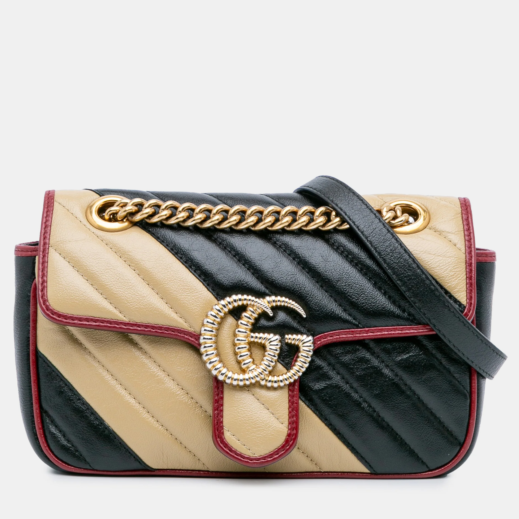 

Gucci GG Marmont Torchon Mini Brown Leather Flap Crossbody Bag