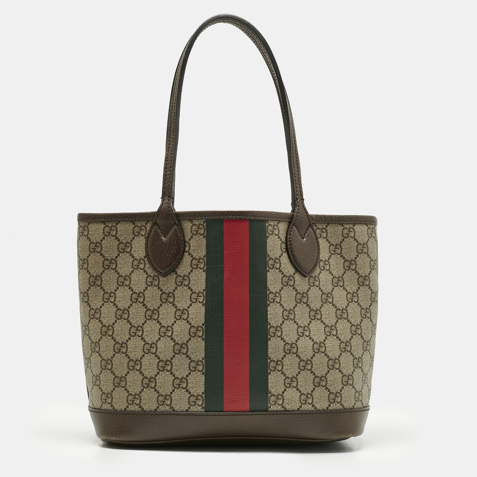 

Gucci Beige/Ebony GG Supreme Canvas and Leather Small Ophidia Tote