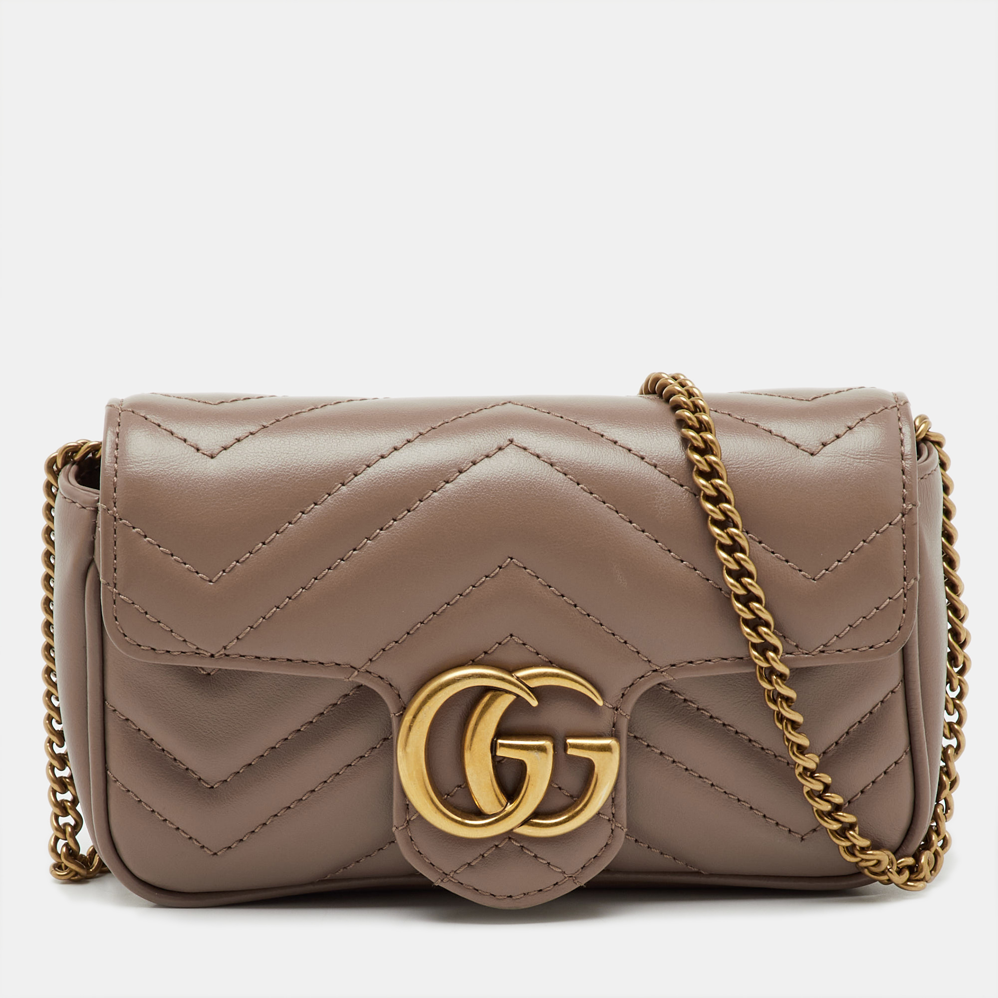 

Gucci Old Rose Matelassé Leather Super Mini GG Marmont Shoulder Bag, Pink