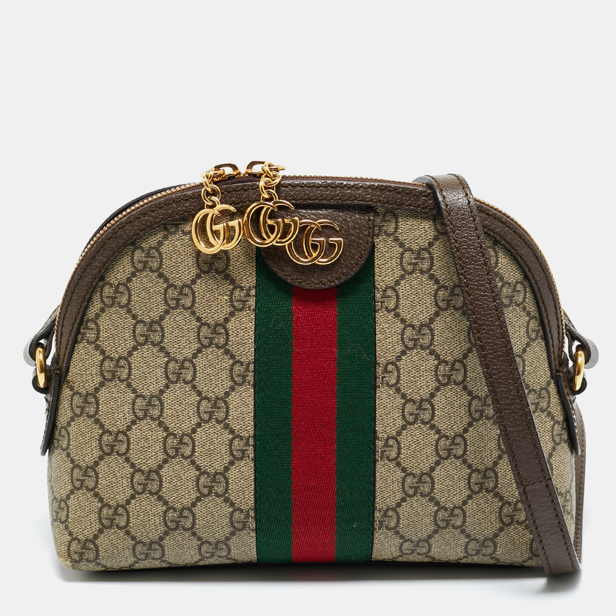 

Gucci Beige/Brown GG Supreme Canvas Small Ophidia Shoulder Bag