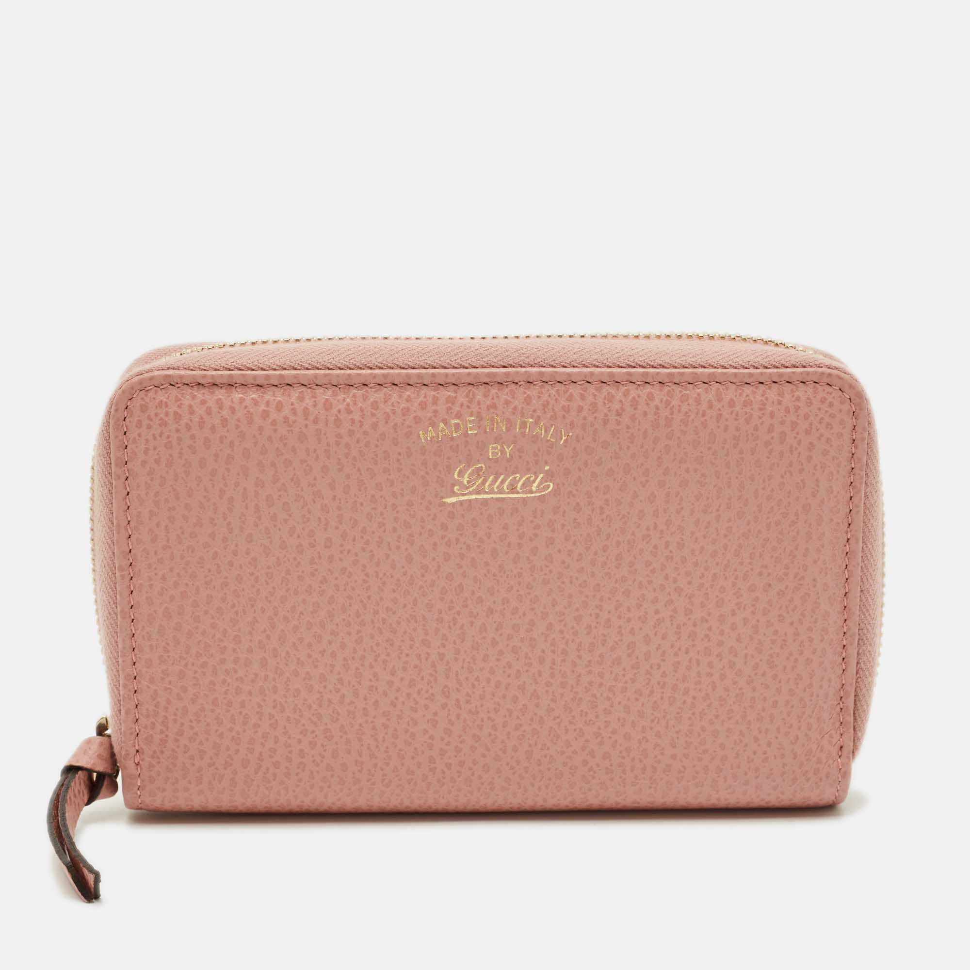 

Gucci Pink Leather Swing Zip Around Wallet
