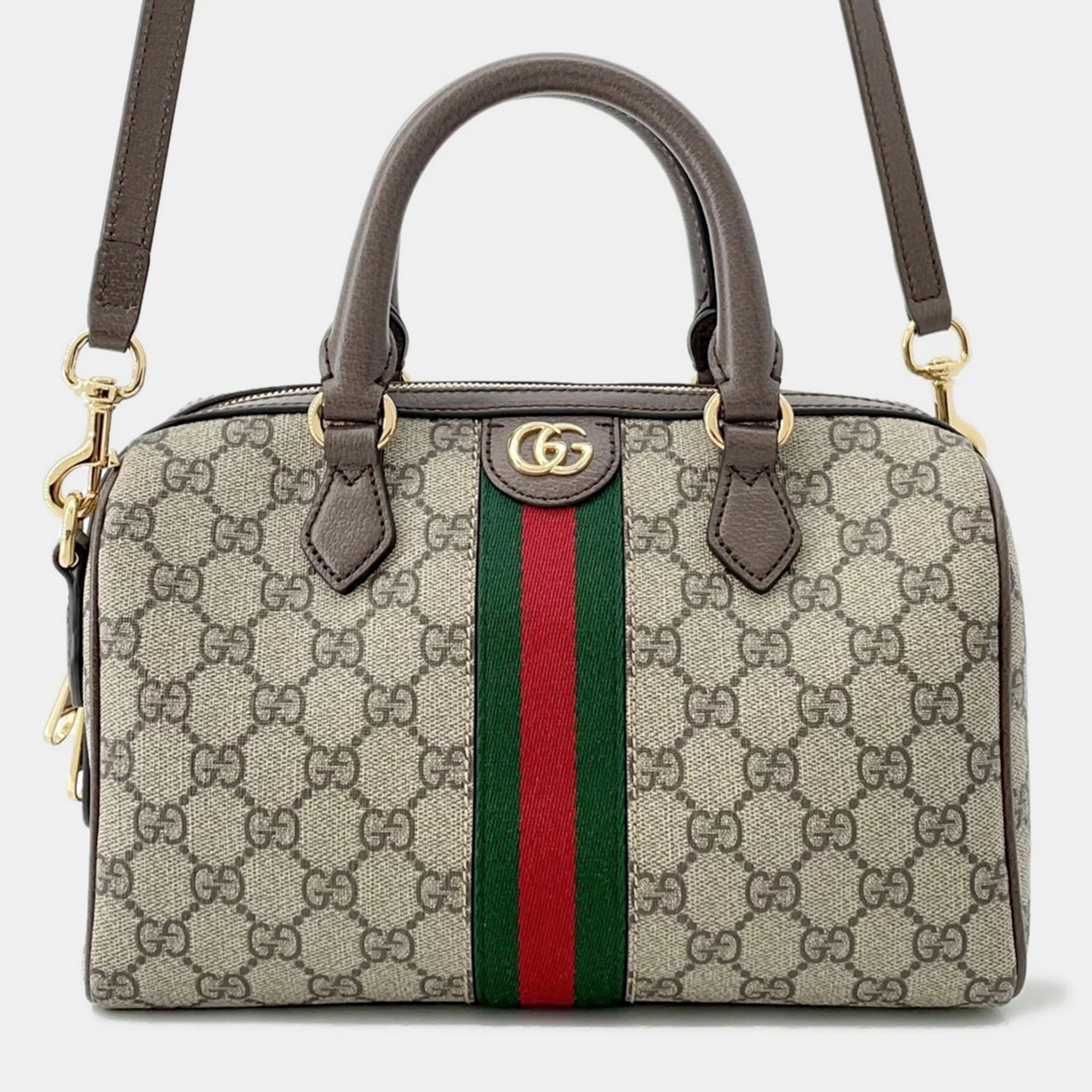 

Gucci Ophidia Medium Beige Brown PVC Leather Travel Bag