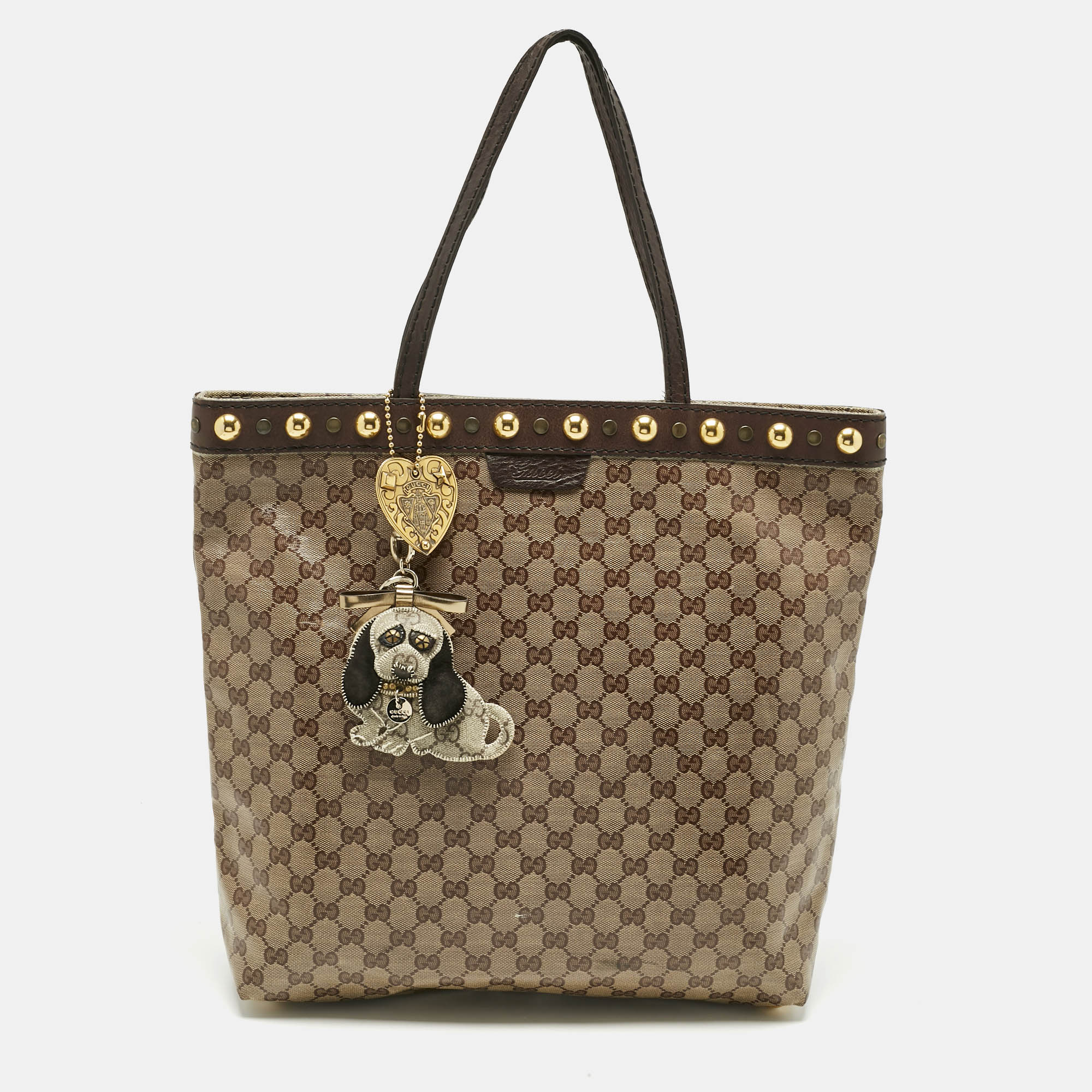 

Gucci Brown/Beige GG Crystal Canvas Babouska Tote